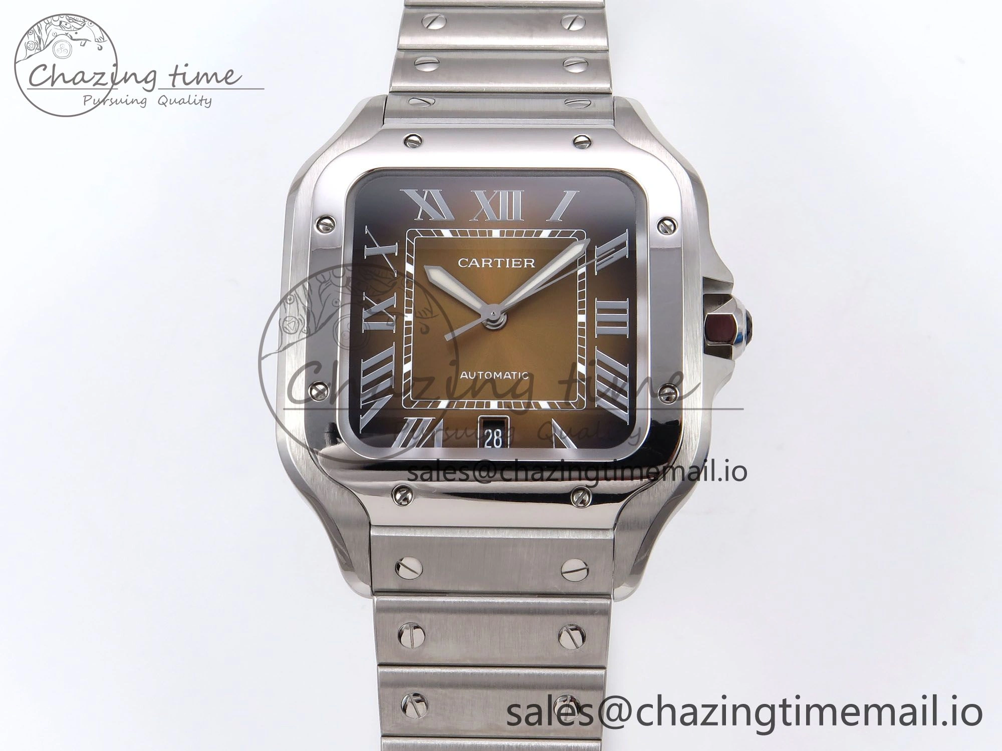 Santos de Cartier 40mm BVF 1:1 Best Edition Brown Dial on SS SmartLinks Bracelet MIYOTA 9015