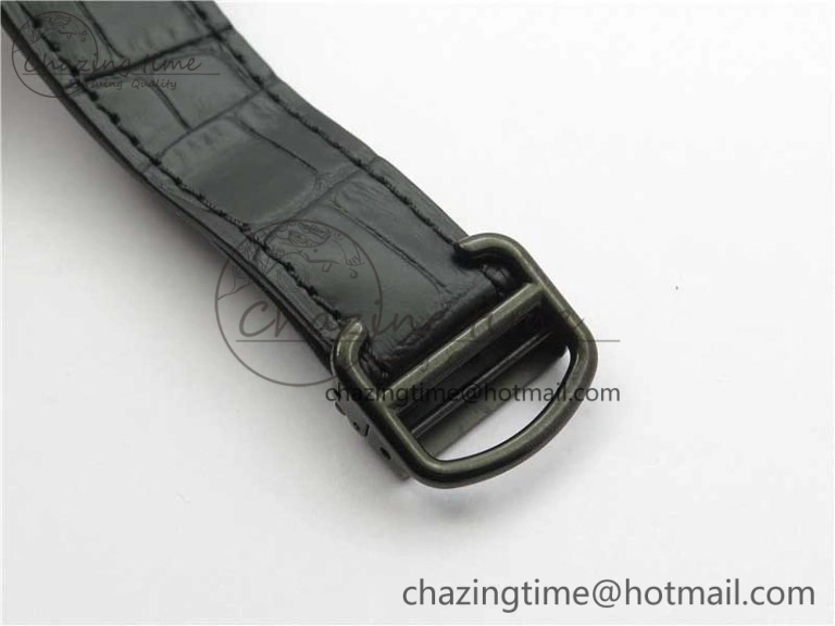 Santos de Cartier 40mm DLC V6F 1:1 Best Edition Black Dial on Black Leather Strap MIYOTA 9015