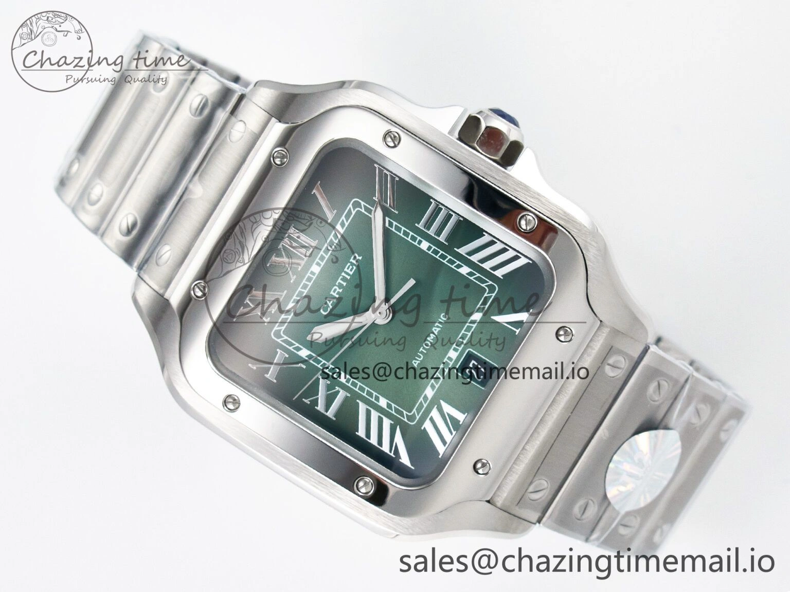 Santos de Cartier 40mm J12F 1:1 Best Edition Green Dial on SS SmartLinks Bracelet MIYOTA 9015