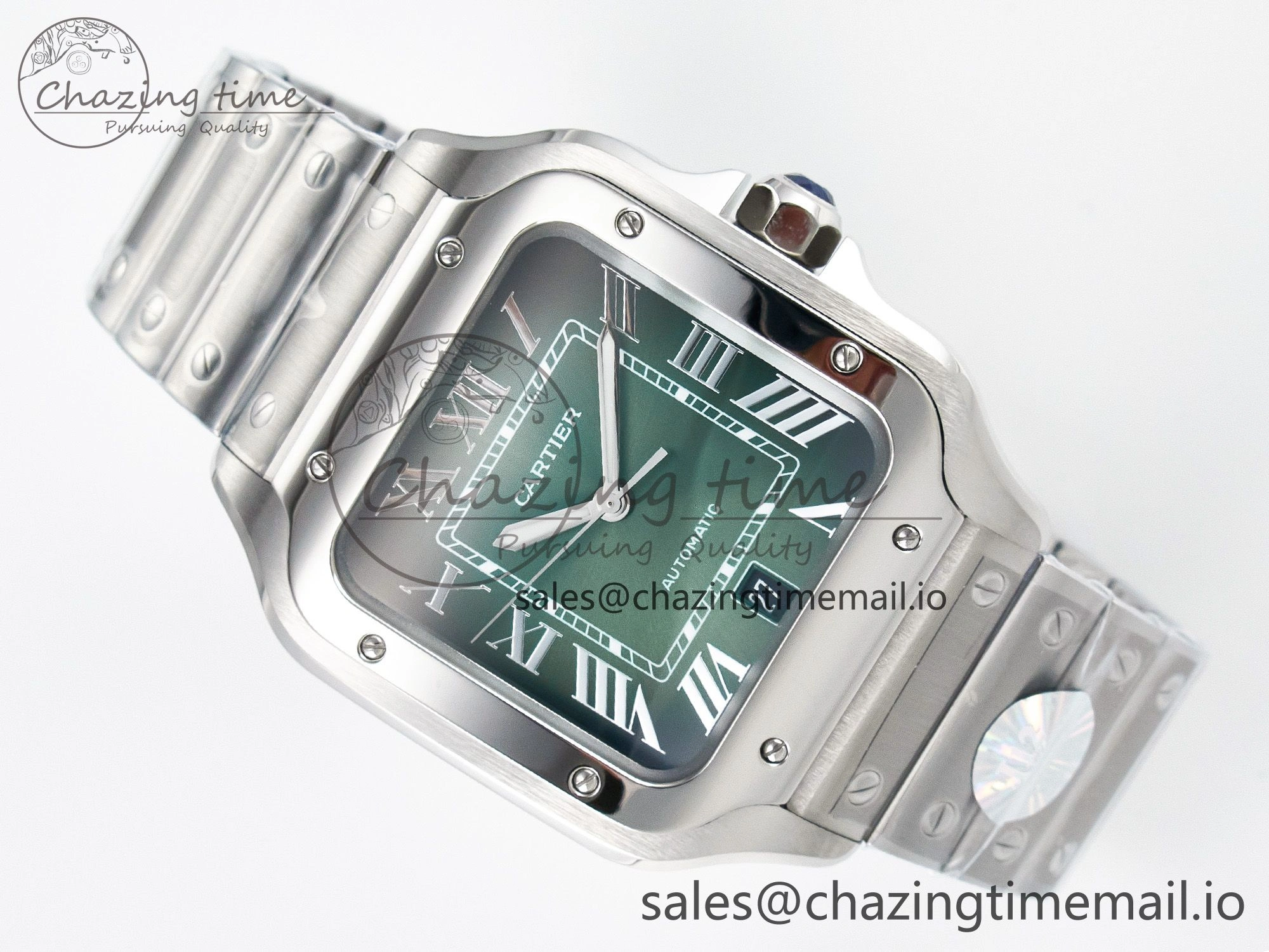 Santos de Cartier 40mm J12F 1:1 Best Edition Green Dial on SS SmartLinks Bracelet MIYOTA 9015
