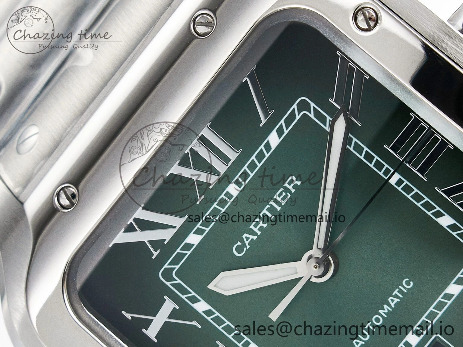 Santos de Cartier 40mm J12F 1:1 Best Edition Green Dial on SS SmartLinks Bracelet MIYOTA 9015
