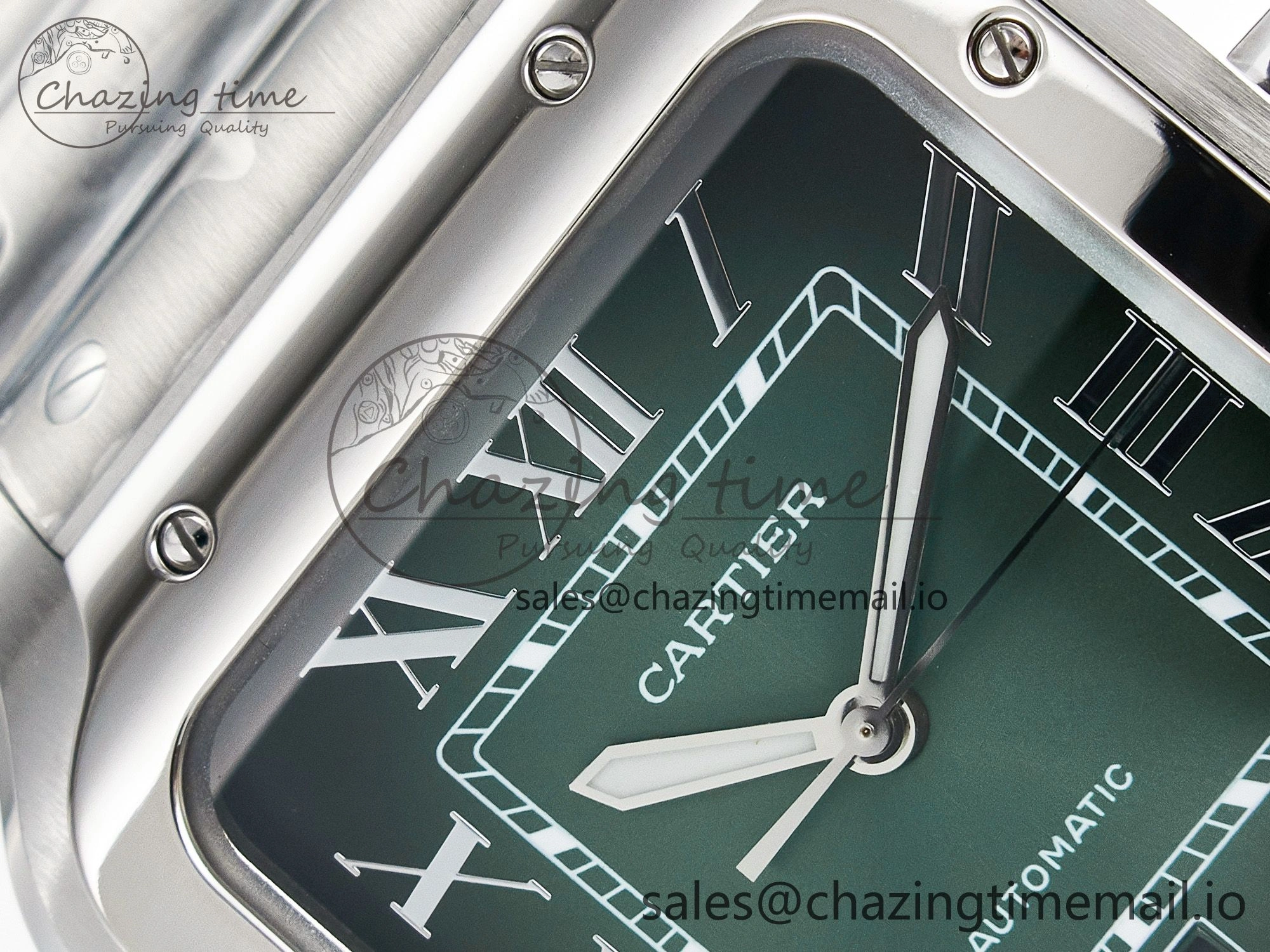 Santos de Cartier 40mm J12F 1:1 Best Edition Green Dial on SS SmartLinks Bracelet MIYOTA 9015