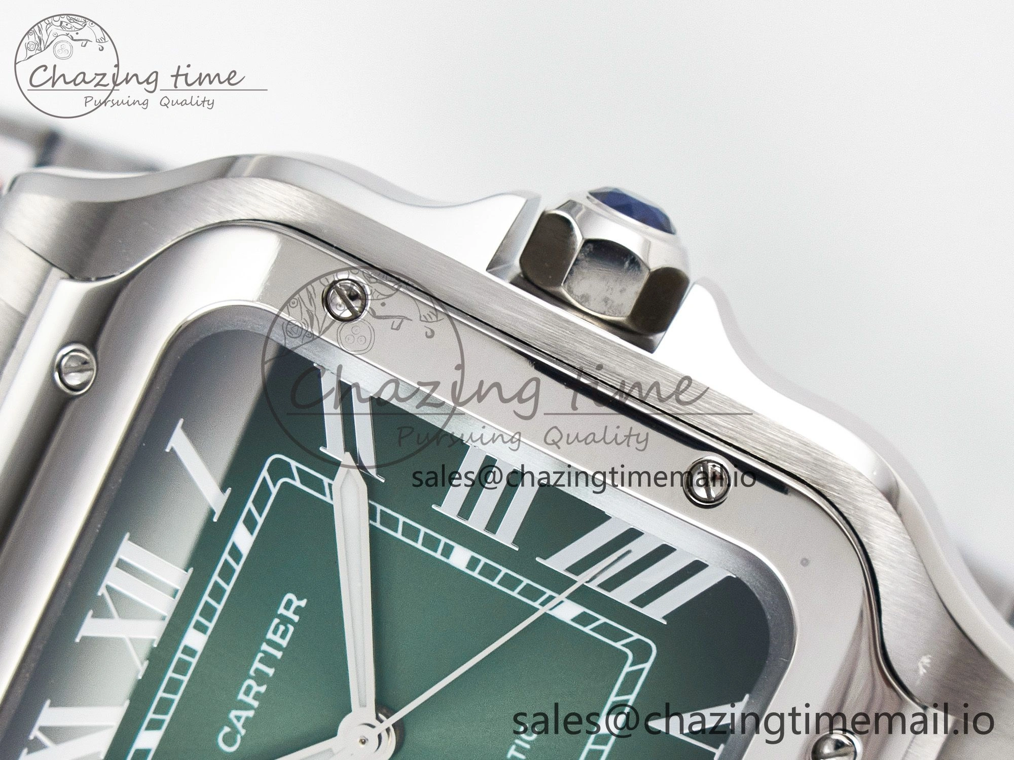 Santos de Cartier 40mm J12F 1:1 Best Edition Green Dial on SS SmartLinks Bracelet MIYOTA 9015