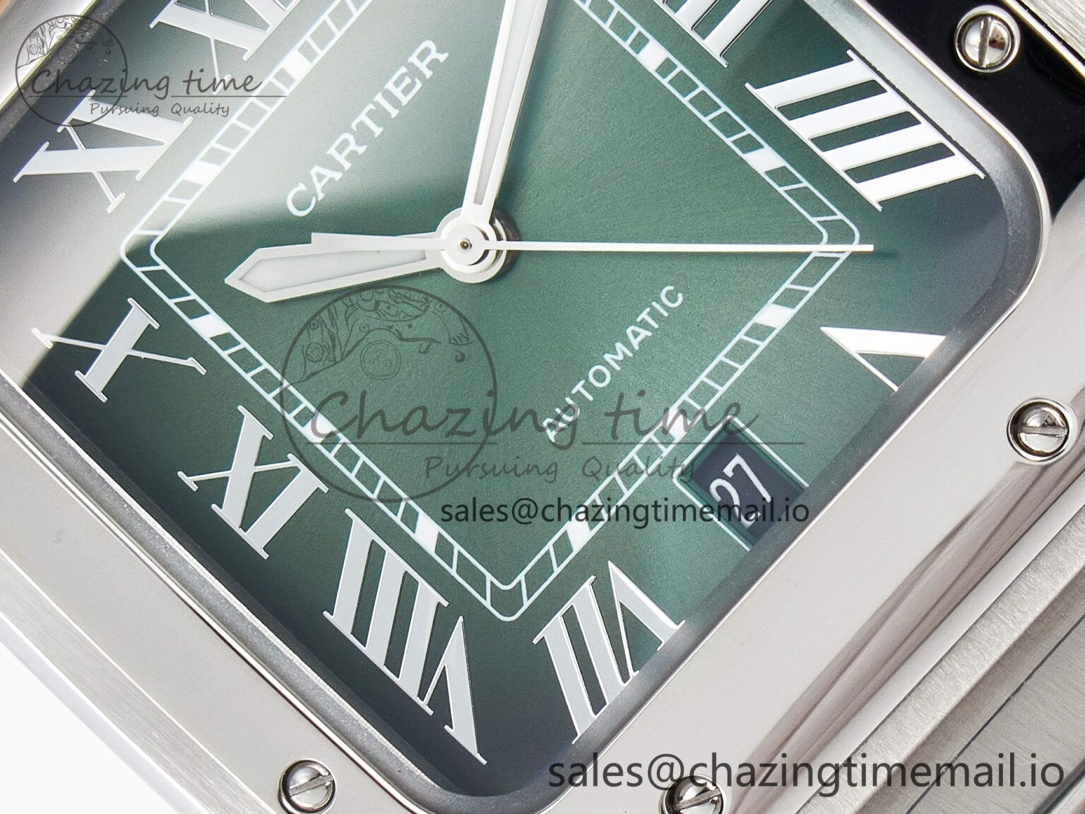 Santos de Cartier 40mm J12F 1:1 Best Edition Green Dial on SS SmartLinks Bracelet MIYOTA 9015