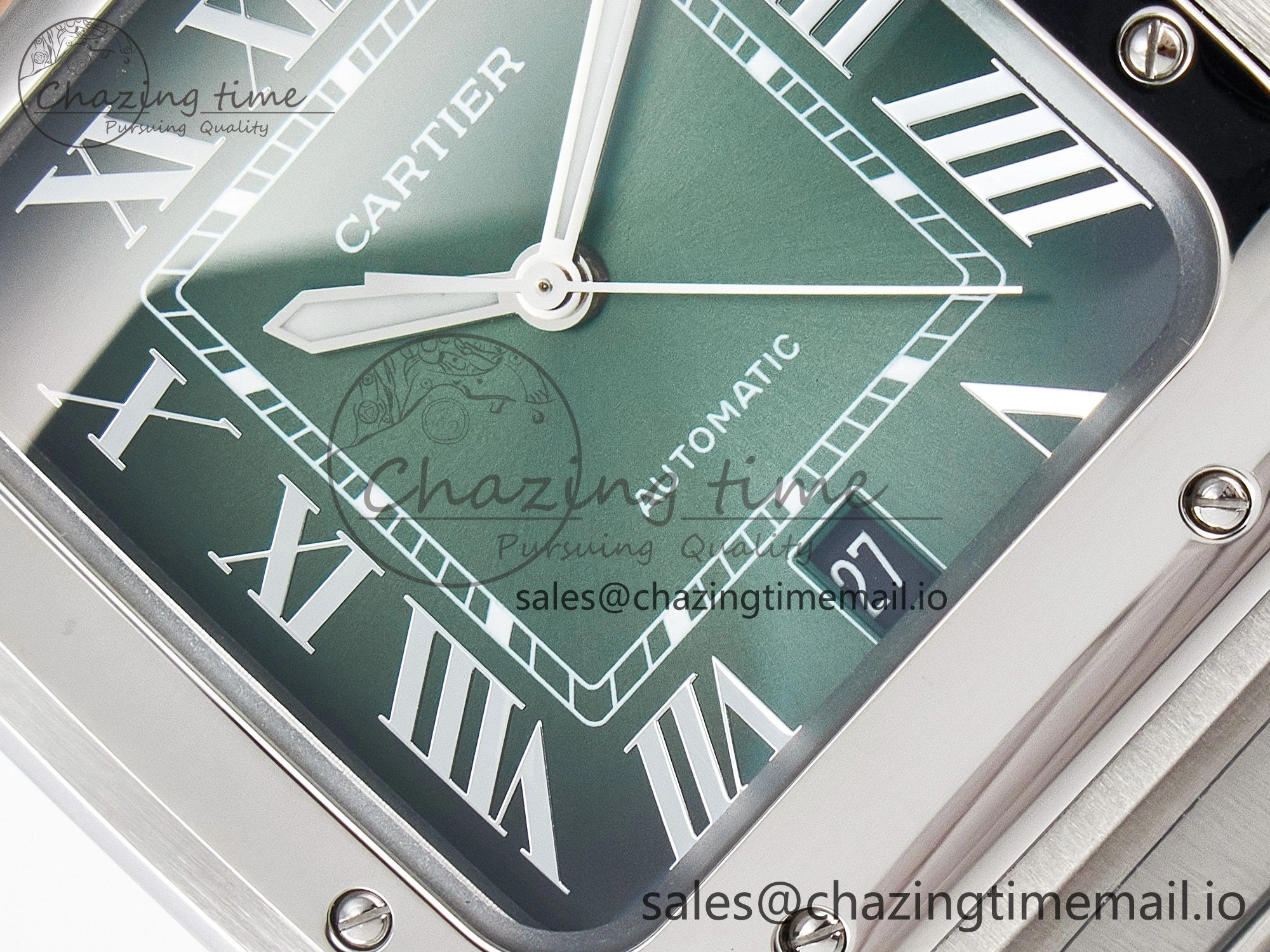 Santos de Cartier 40mm J12F 1:1 Best Edition Green Dial on SS SmartLinks Bracelet MIYOTA 9015