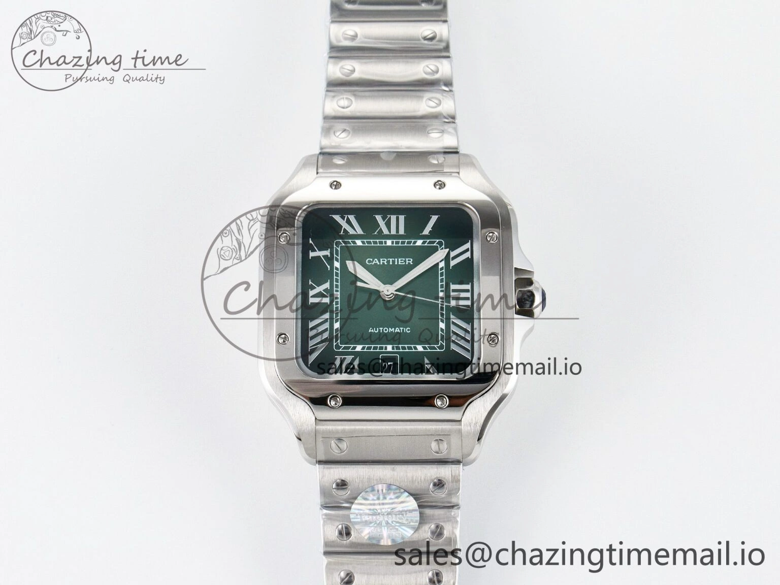 Santos de Cartier 40mm J12F 1:1 Best Edition Green Dial on SS SmartLinks Bracelet MIYOTA 9015