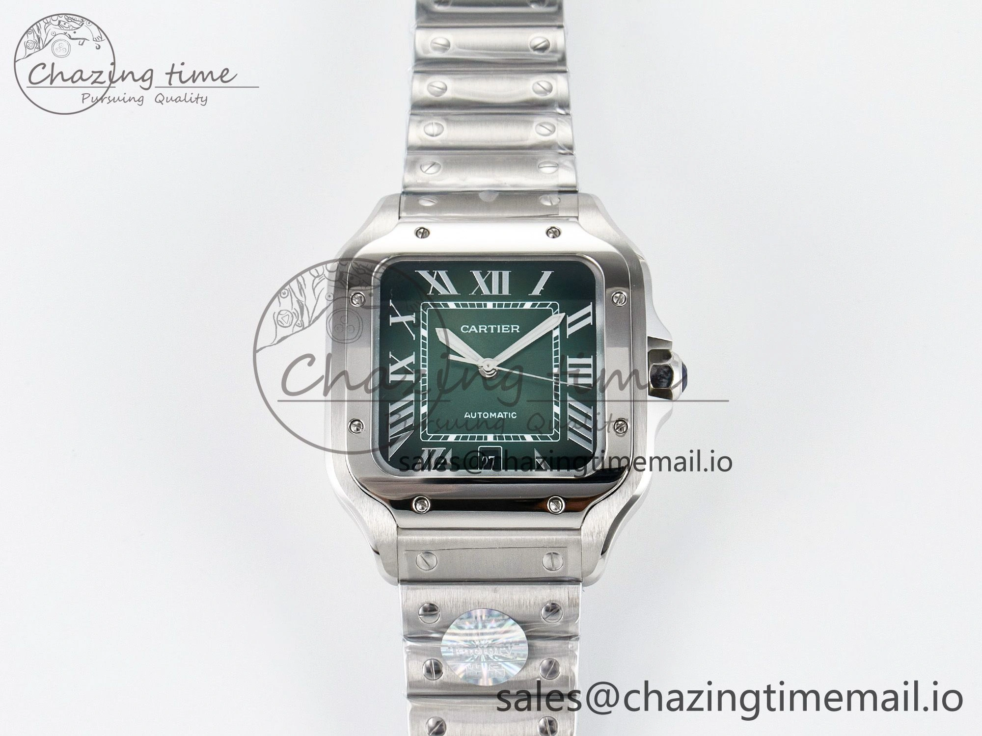 Santos de Cartier 40mm J12F 1:1 Best Edition Green Dial on SS SmartLinks Bracelet MIYOTA 9015