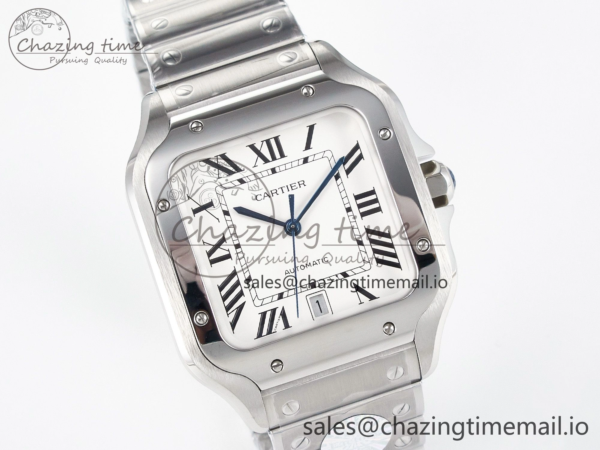 Santos de Cartier 40mm J12F 1:1 Best Edition White Dial on SS SmartLinks Bracelet MIYOTA 9015