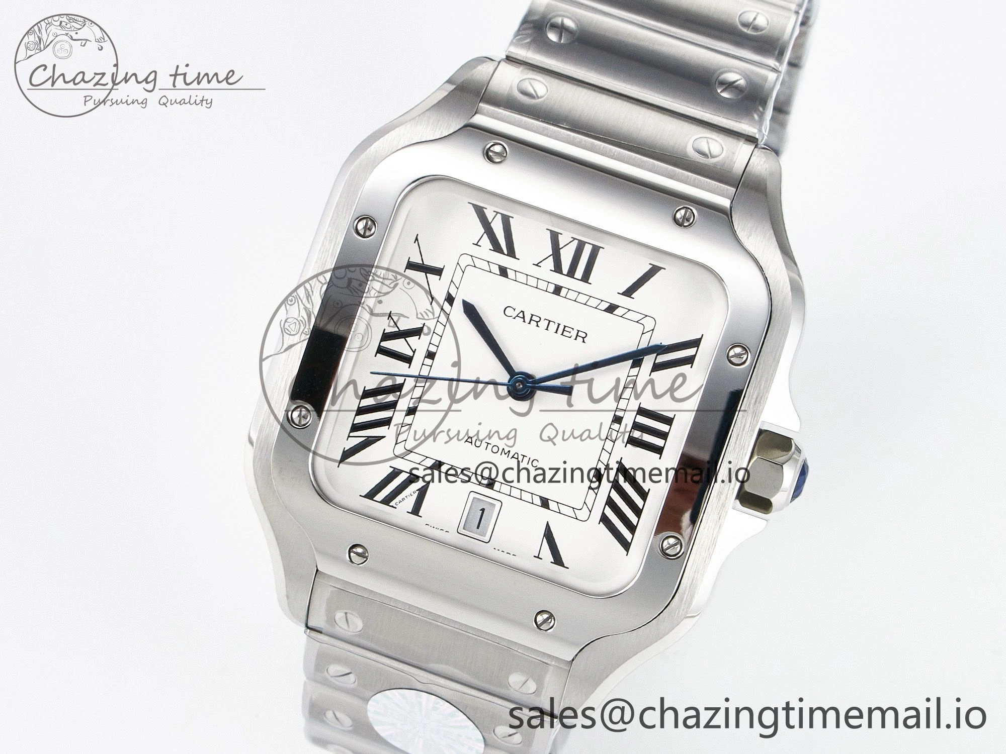 Santos de Cartier 40mm J12F 1:1 Best Edition White Dial on SS SmartLinks Bracelet MIYOTA 9015
