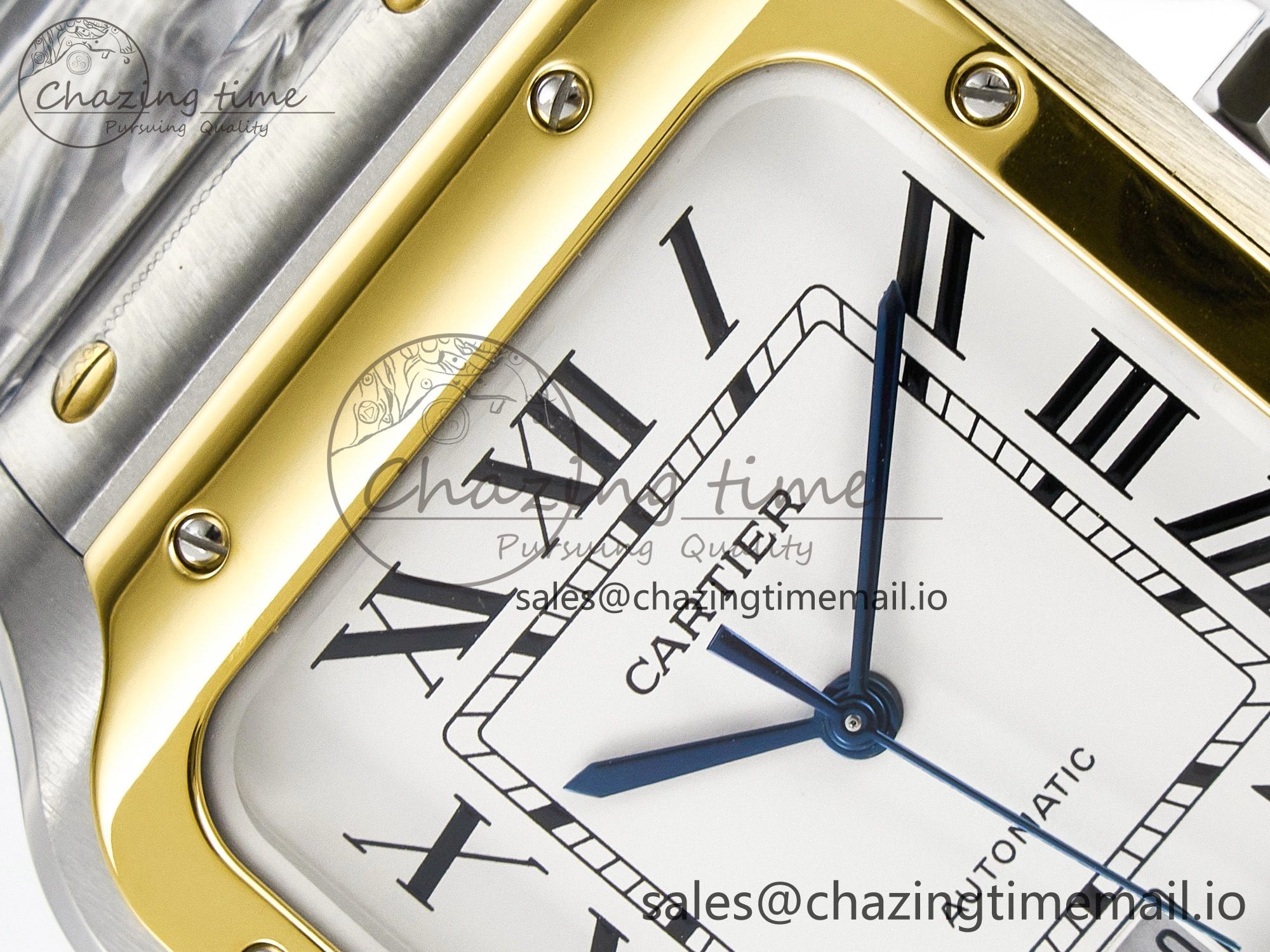 Santos de Cartier 40mm J12F 1:1 Best Edition YG Bezel White Dial on SS SmartLinks Bracelet MIYOTA 9015