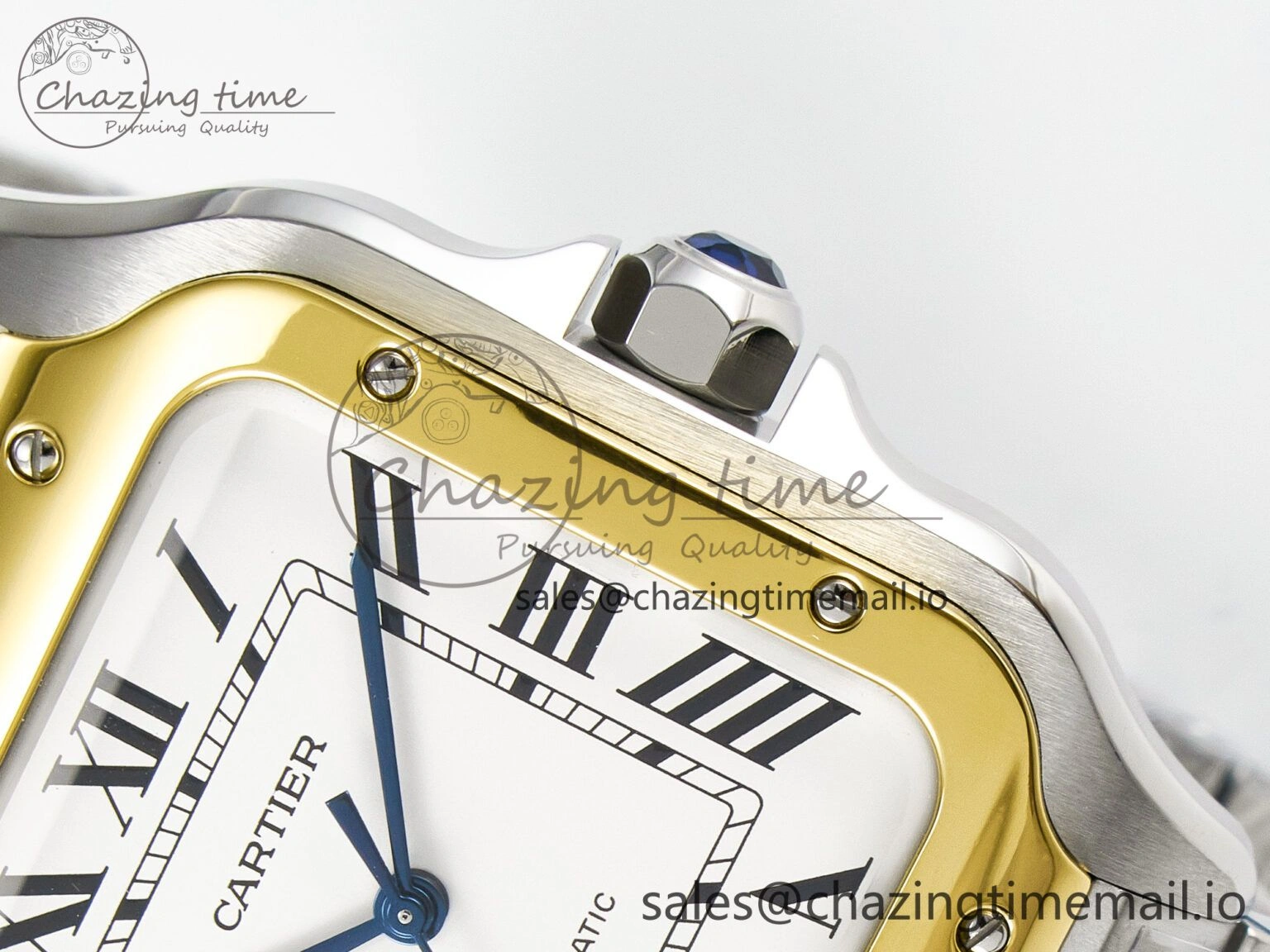 Santos de Cartier 40mm J12F 1:1 Best Edition YG Bezel White Dial on SS SmartLinks Bracelet MIYOTA 9015