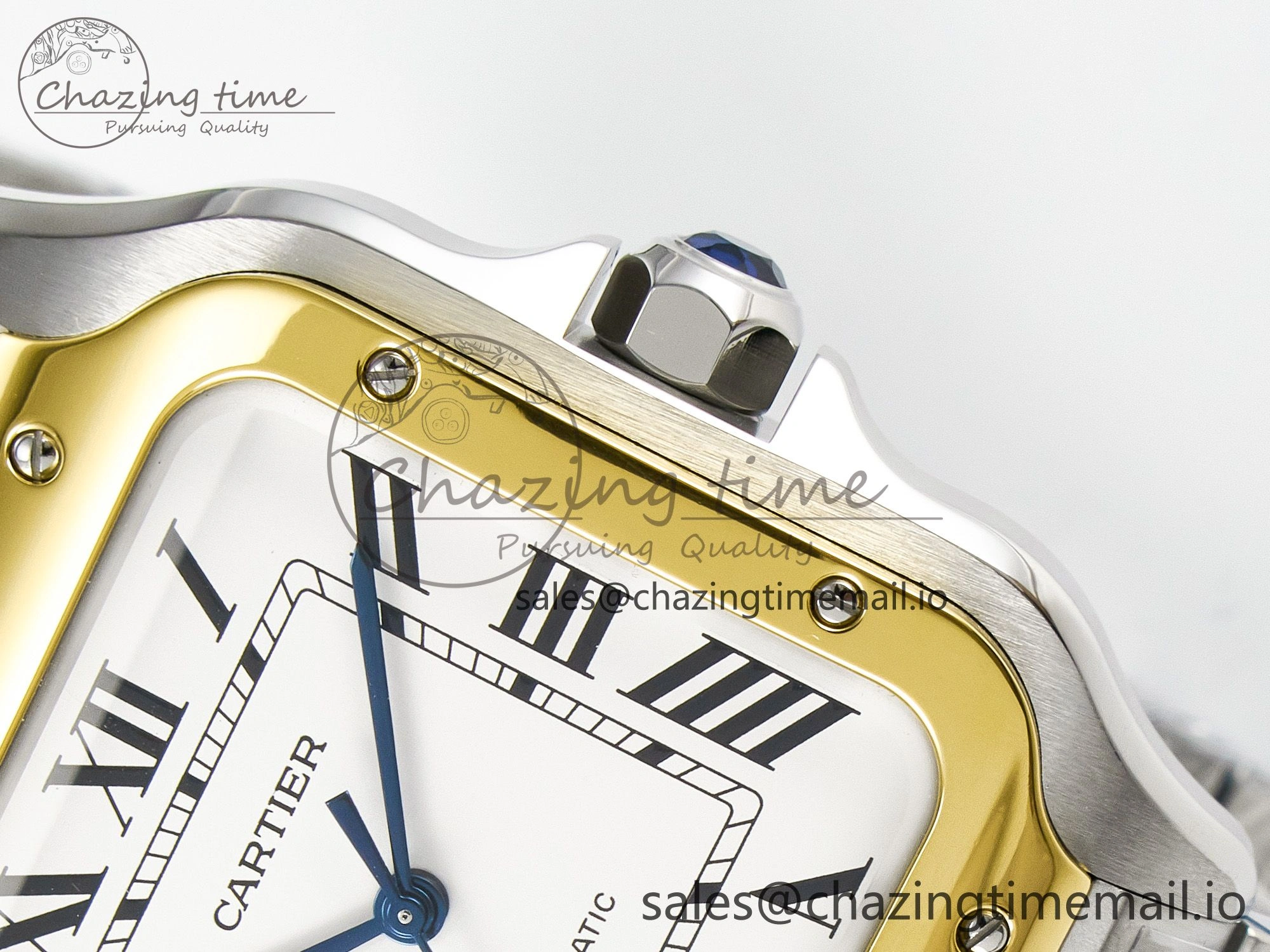Santos de Cartier 40mm J12F 1:1 Best Edition YG Bezel White Dial on SS SmartLinks Bracelet MIYOTA 9015