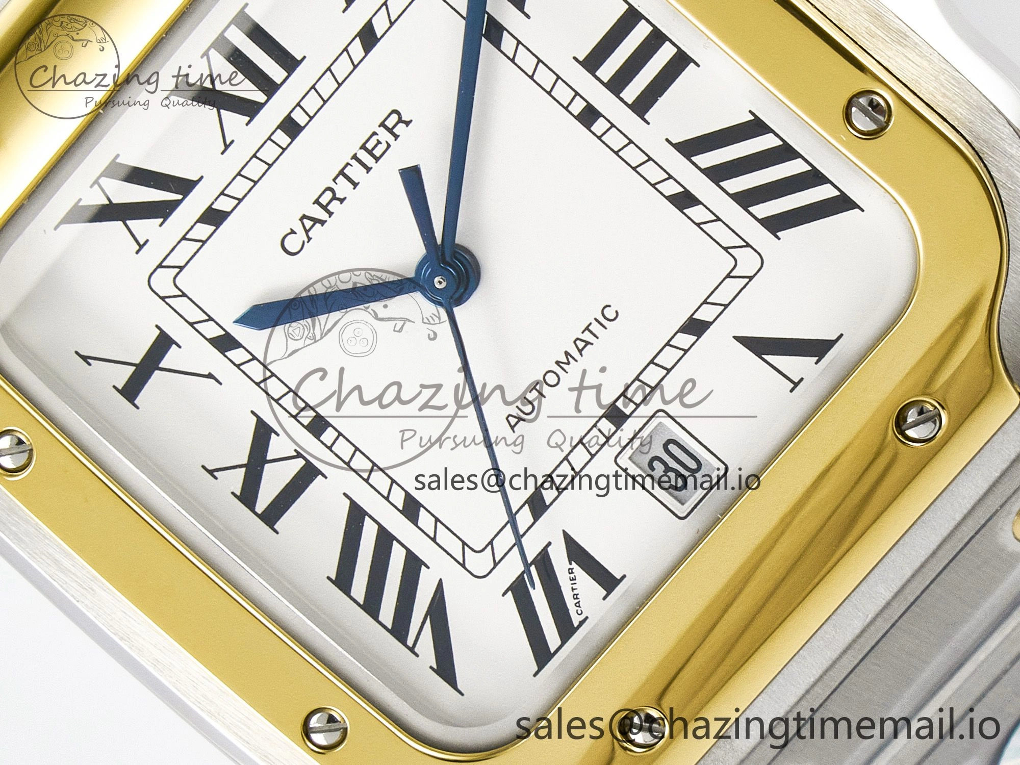 Santos de Cartier 40mm J12F 1:1 Best Edition YG Bezel White Dial on SS SmartLinks Bracelet MIYOTA 9015