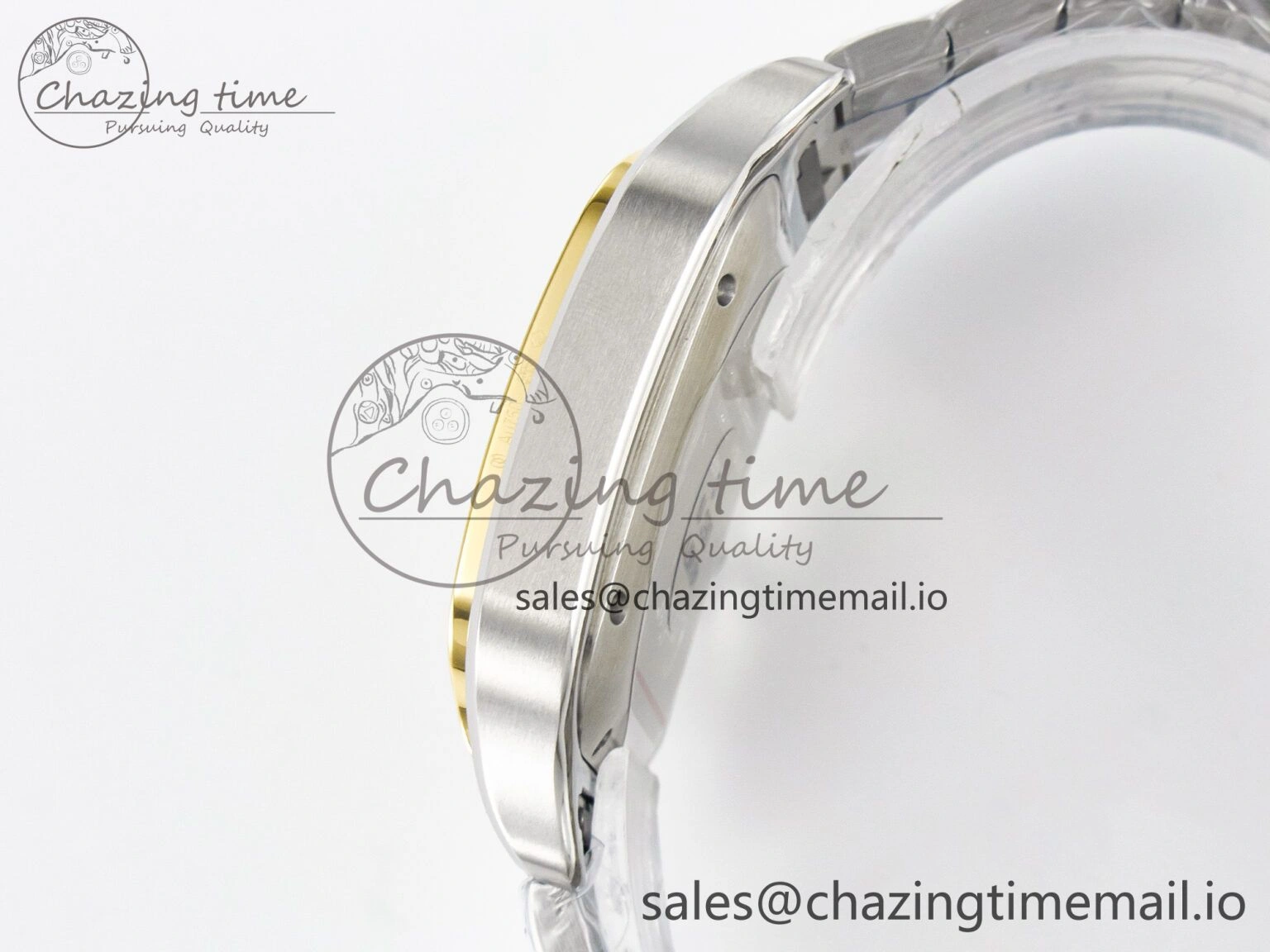Santos de Cartier 40mm J12F 1:1 Best Edition YG Bezel White Dial on SS SmartLinks Bracelet MIYOTA 9015