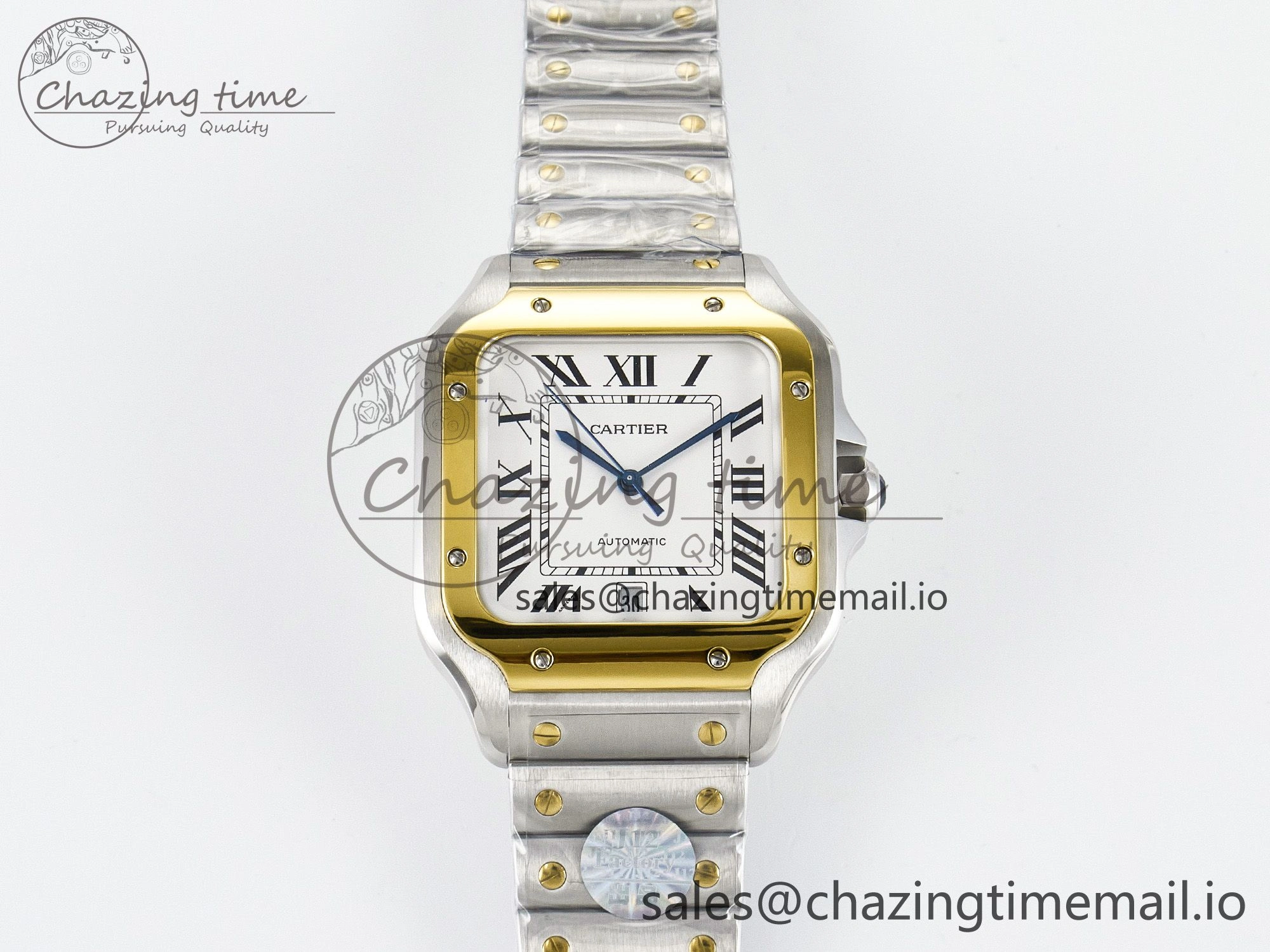 Santos de Cartier 40mm J12F 1:1 Best Edition YG Bezel White Dial on SS SmartLinks Bracelet MIYOTA 9015