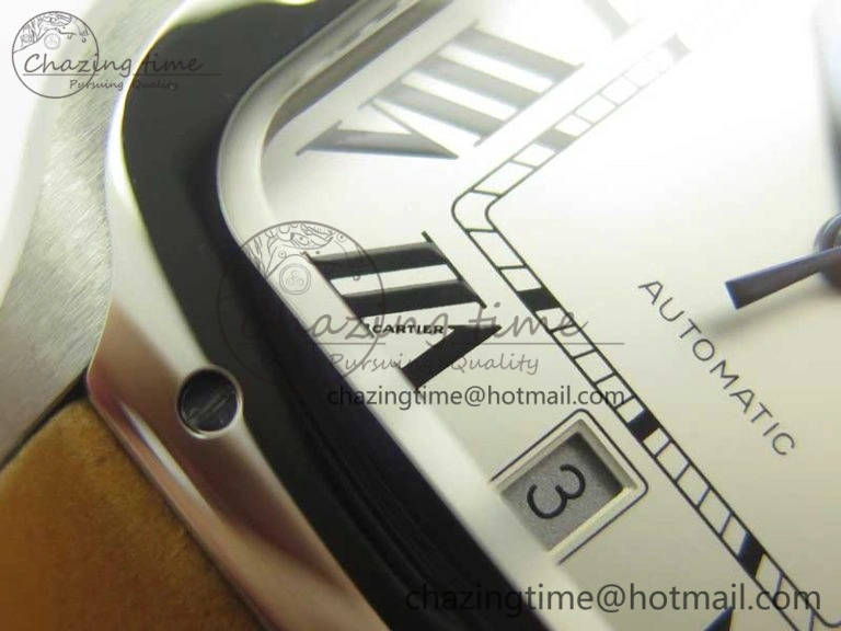 Santos de Cartier 40mm Large 2018 V6F 1:1 Best Edition White Dial on Brown Leather Strap MIYOTA 9015