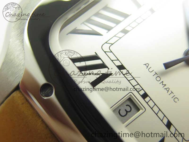 Santos de Cartier 40mm Large 2018 V6F 1:1 Best Edition White Dial on Brown Leather Strap MIYOTA 9015