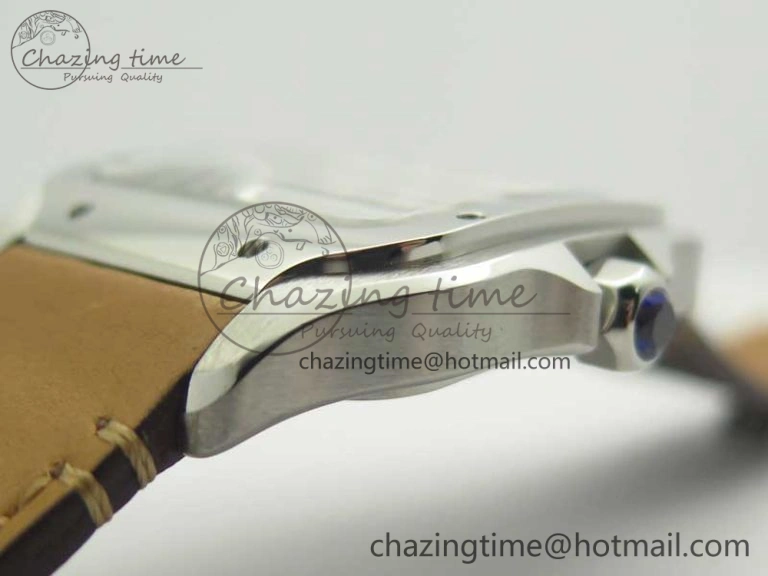 Santos de Cartier 40mm Large 2018 V6F 1:1 Best Edition White Dial on Brown Leather Strap MIYOTA 9015