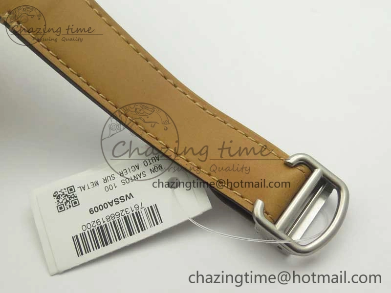 Santos de Cartier 40mm Large 2018 V6F 1:1 Best Edition White Dial on Brown Leather Strap MIYOTA 9015