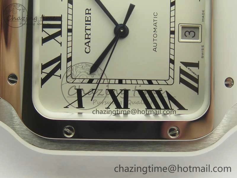 Santos de Cartier 40mm Large 2018 V6F 1:1 Best Edition White Dial on Brown Leather Strap MIYOTA 9015