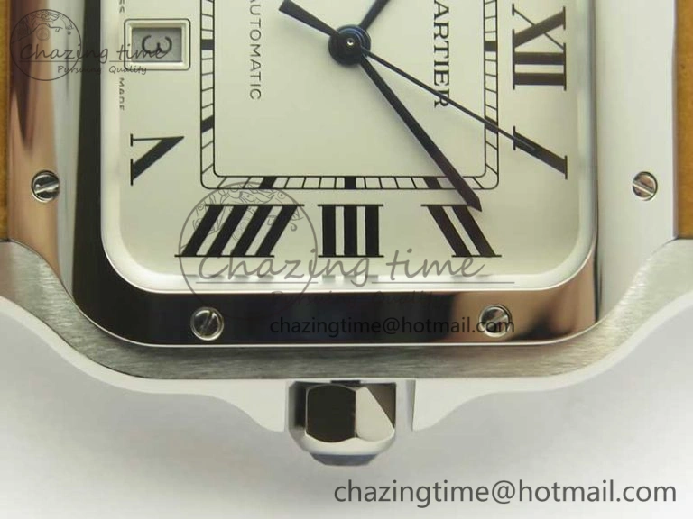 Santos de Cartier 40mm Large 2018 V6F 1:1 Best Edition White Dial on Brown Leather Strap MIYOTA 9015