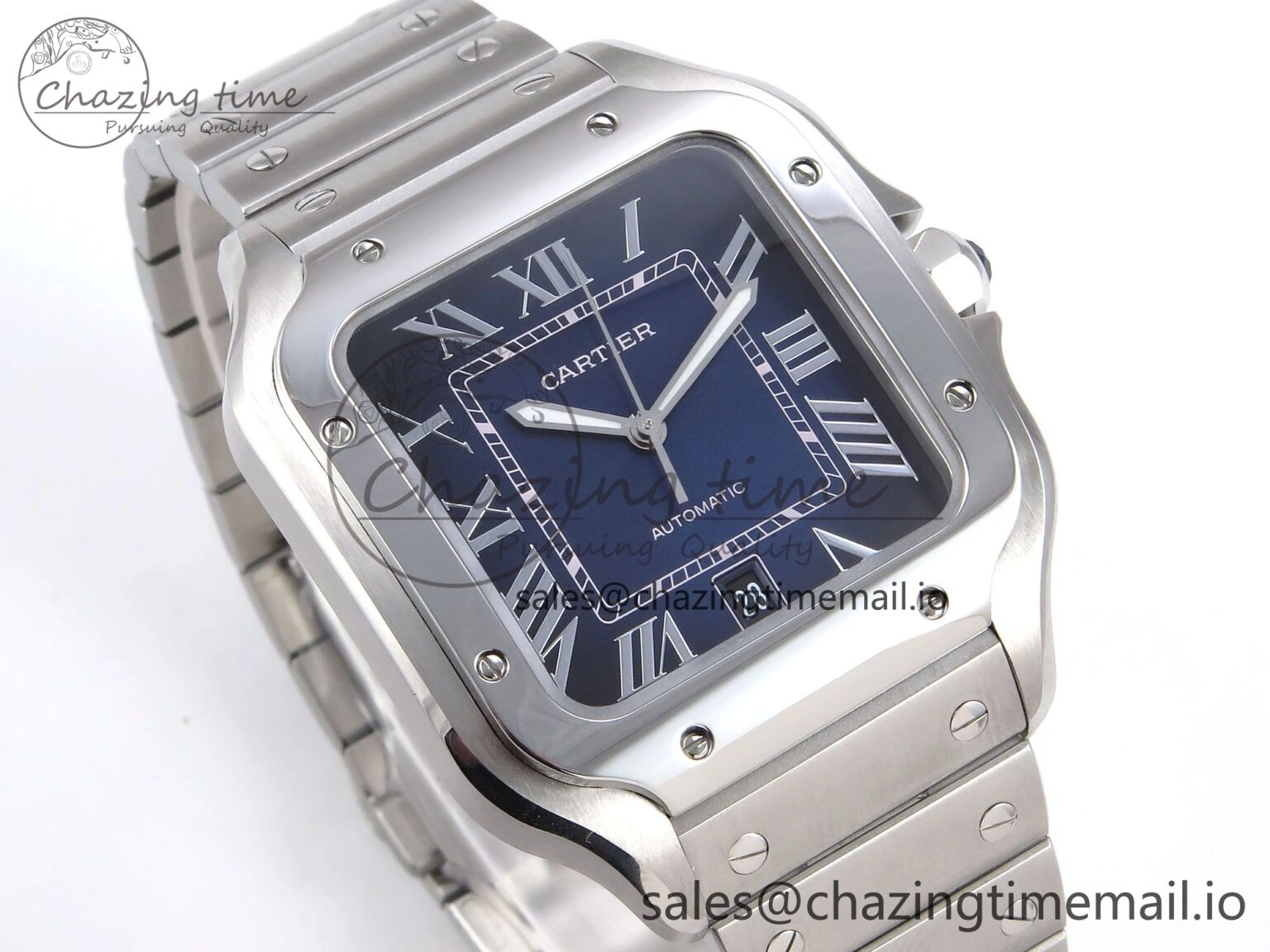 Santos de Cartier 40mm SS AF 1:1 Best Edition Blue Dial on SS SmartLinks Bracelet MIYOTA 9015