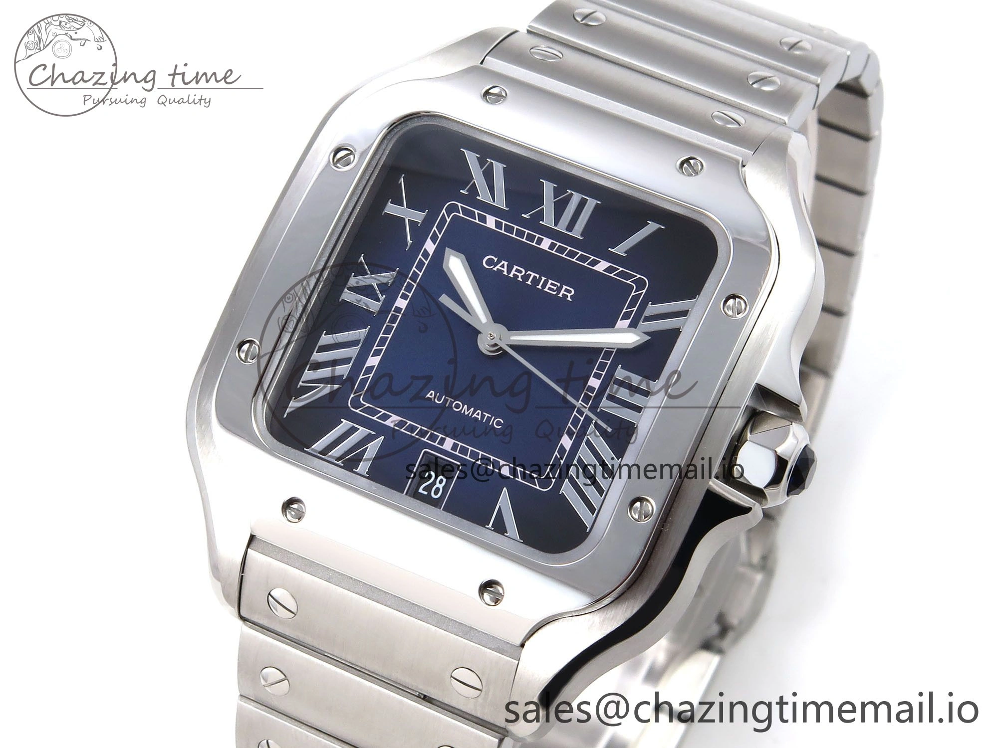 Santos de Cartier 40mm SS AF 1:1 Best Edition Blue Dial on SS SmartLinks Bracelet MIYOTA 9015