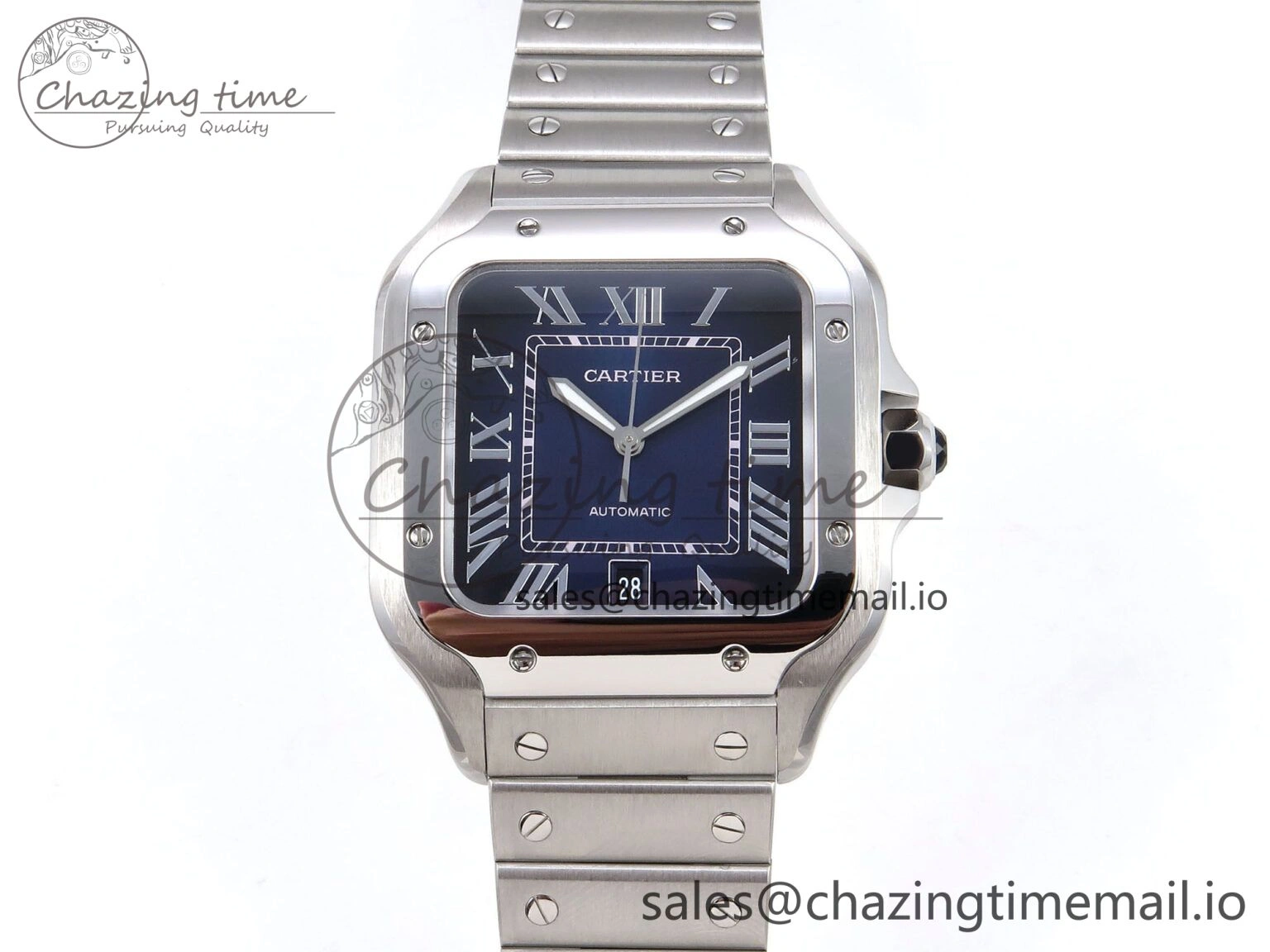 Santos de Cartier 40mm SS AF 1:1 Best Edition Blue Dial on SS SmartLinks Bracelet MIYOTA 9015