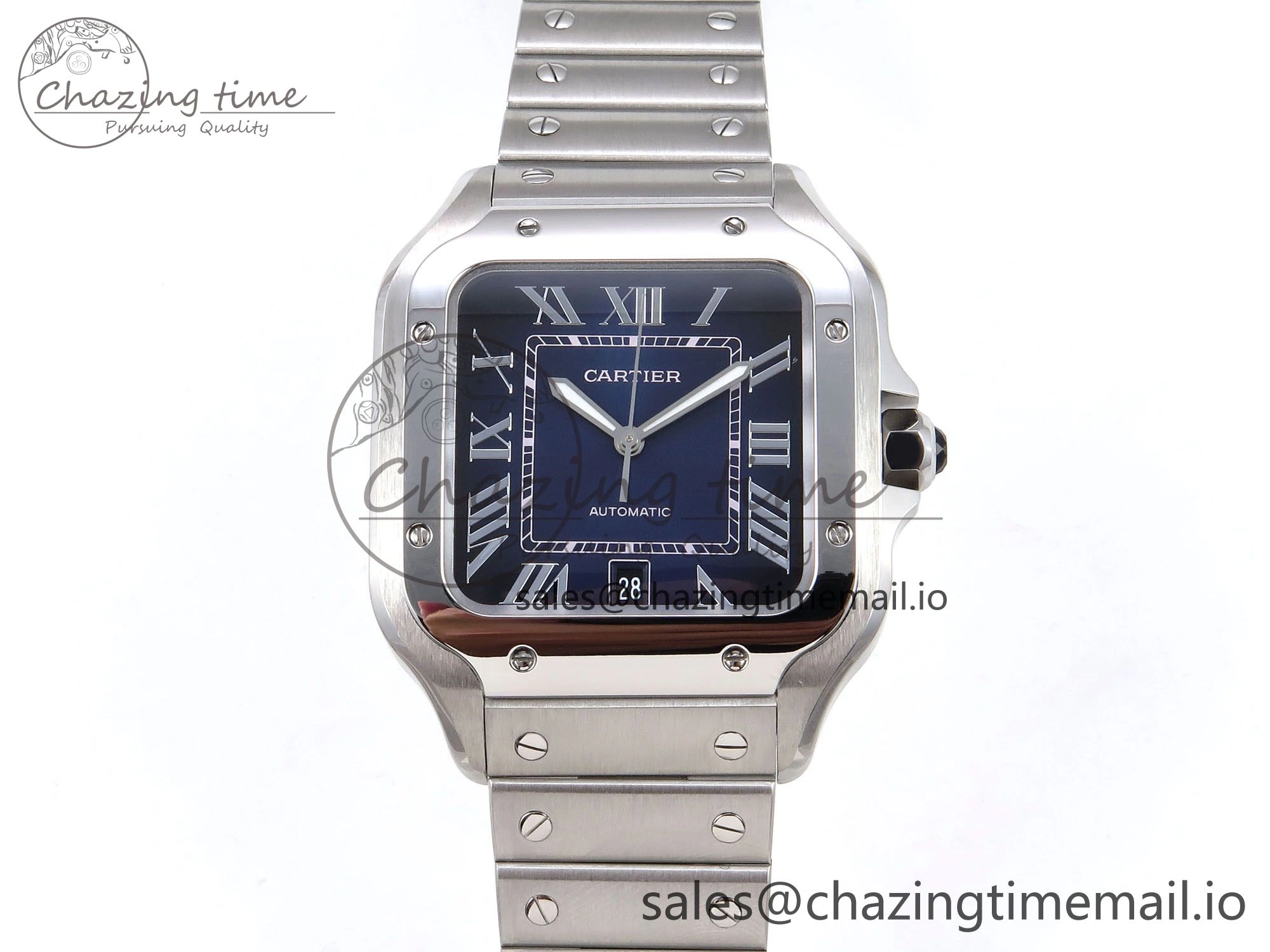 Santos de Cartier 40mm SS AF 1:1 Best Edition Blue Dial on SS SmartLinks Bracelet MIYOTA 9015