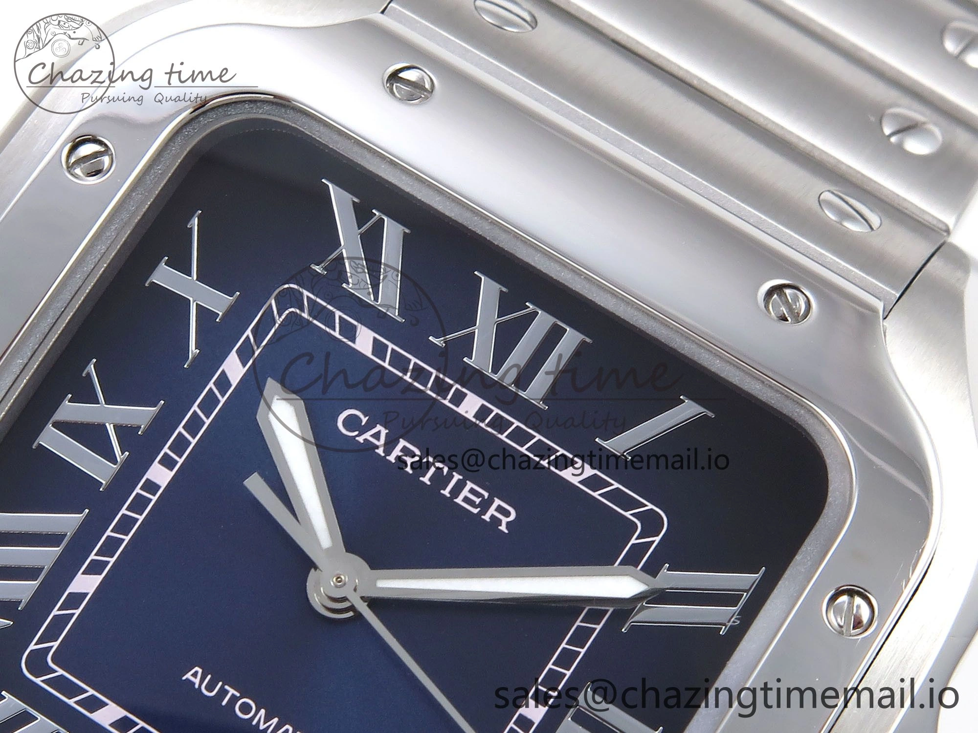 Santos de Cartier 40mm SS AF 1:1 Best Edition Blue Dial on SS SmartLinks Bracelet MIYOTA 9015