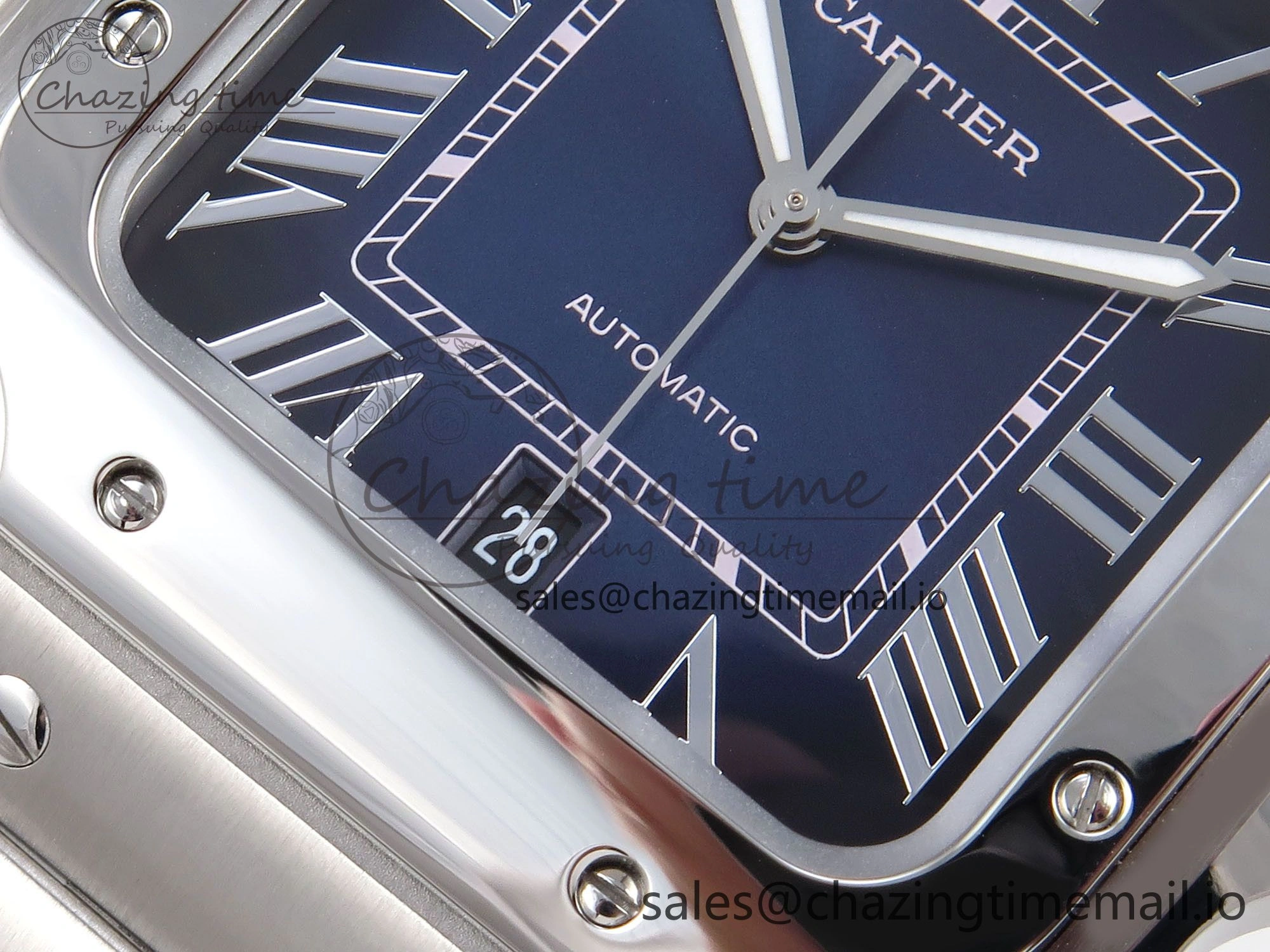 Santos de Cartier 40mm SS AF 1:1 Best Edition Blue Dial on SS SmartLinks Bracelet MIYOTA 9015