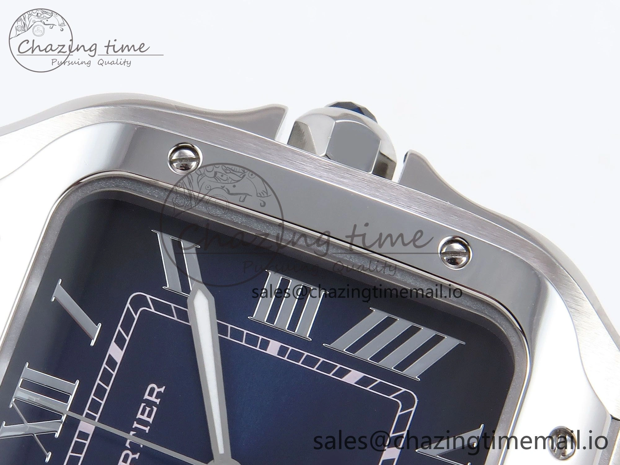 Santos de Cartier 40mm SS AF 1:1 Best Edition Blue Dial on SS SmartLinks Bracelet MIYOTA 9015