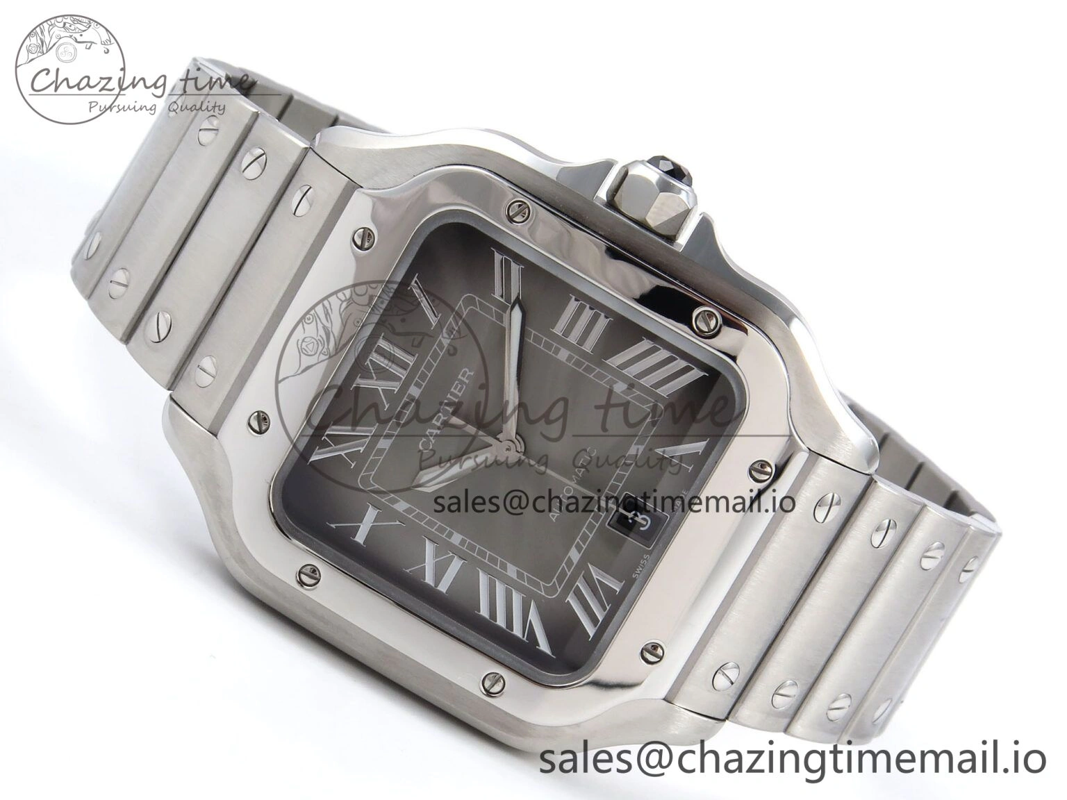 Santos de Cartier 40mm SS AF 1:1 Best Edition Gray Dial on SS SmartLinks Bracelet MIYOTA 9015