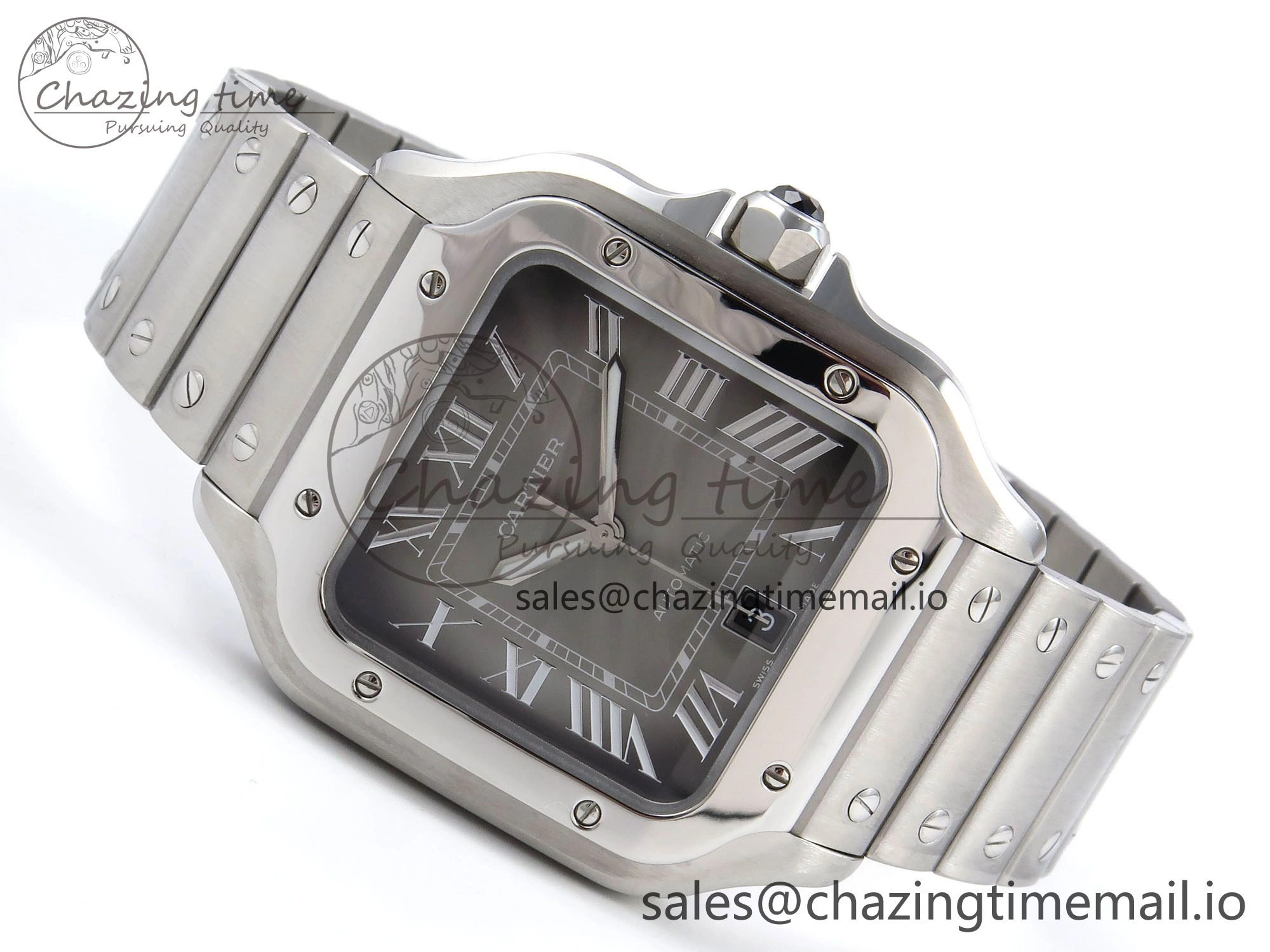Santos de Cartier 40mm SS AF 1:1 Best Edition Gray Dial on SS SmartLinks Bracelet MIYOTA 9015
