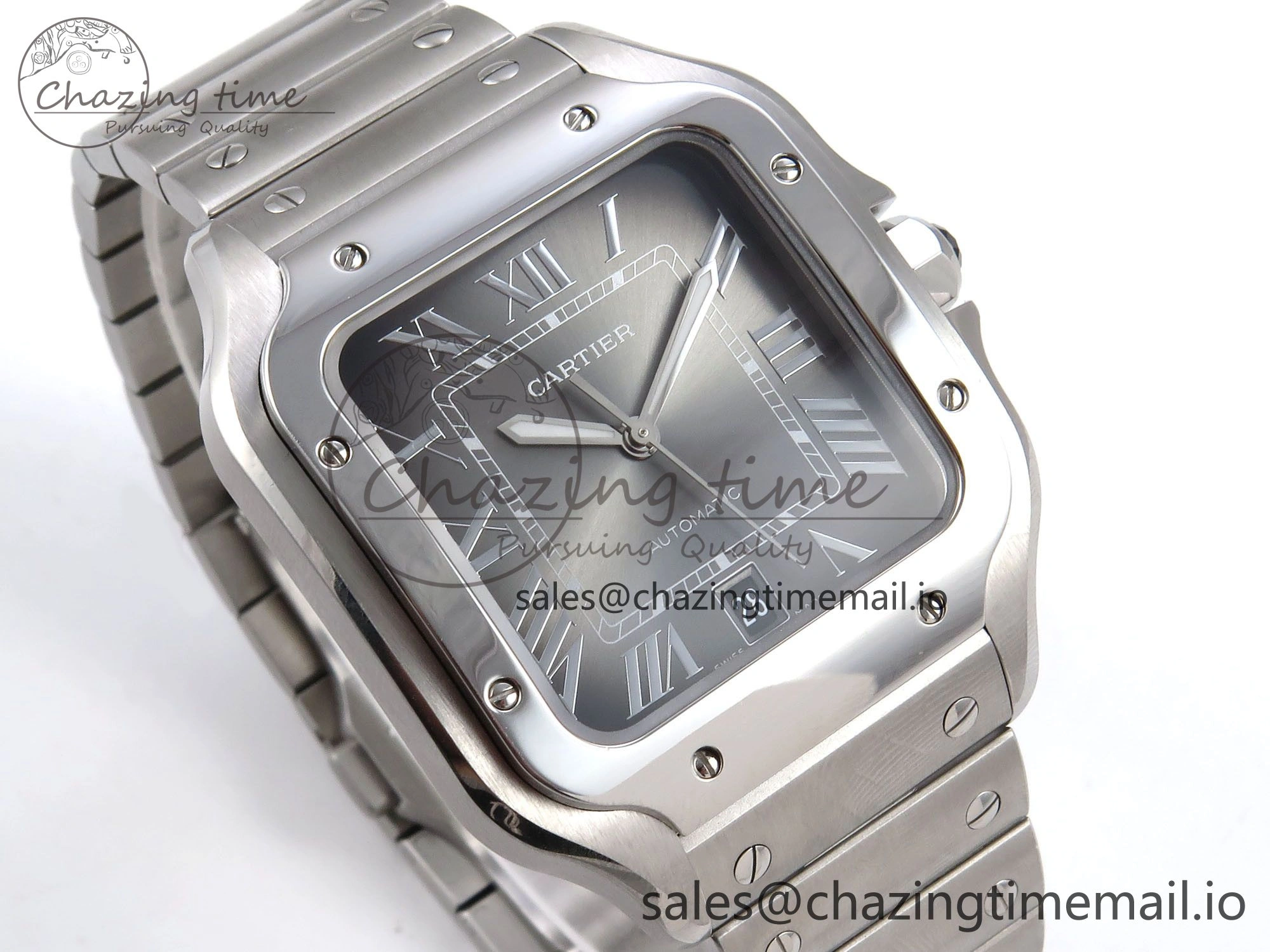 Santos de Cartier 40mm SS AF 1:1 Best Edition Gray Dial on SS SmartLinks Bracelet MIYOTA 9015