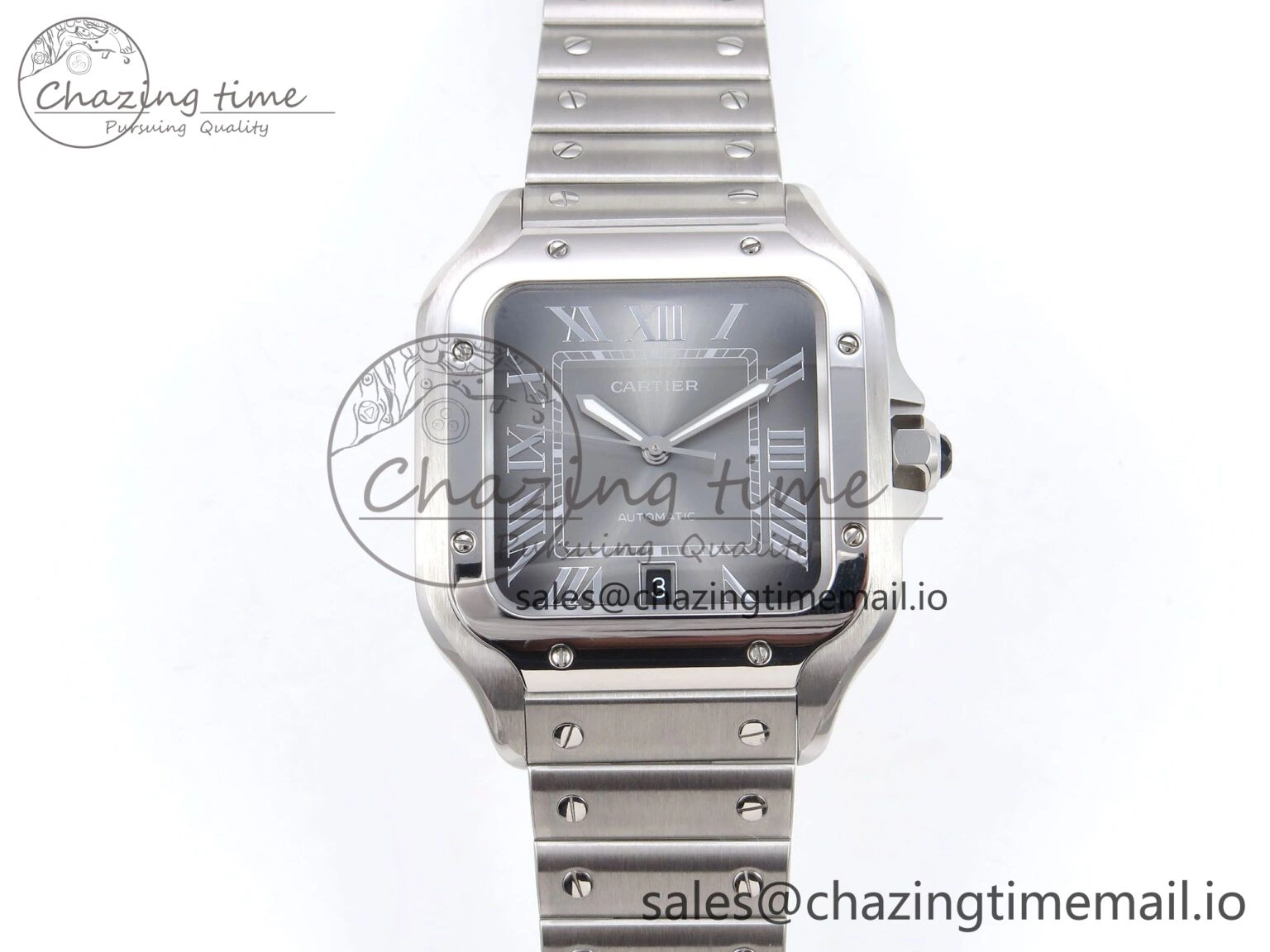 Santos de Cartier 40mm SS AF 1:1 Best Edition Gray Dial on SS SmartLinks Bracelet MIYOTA 9015