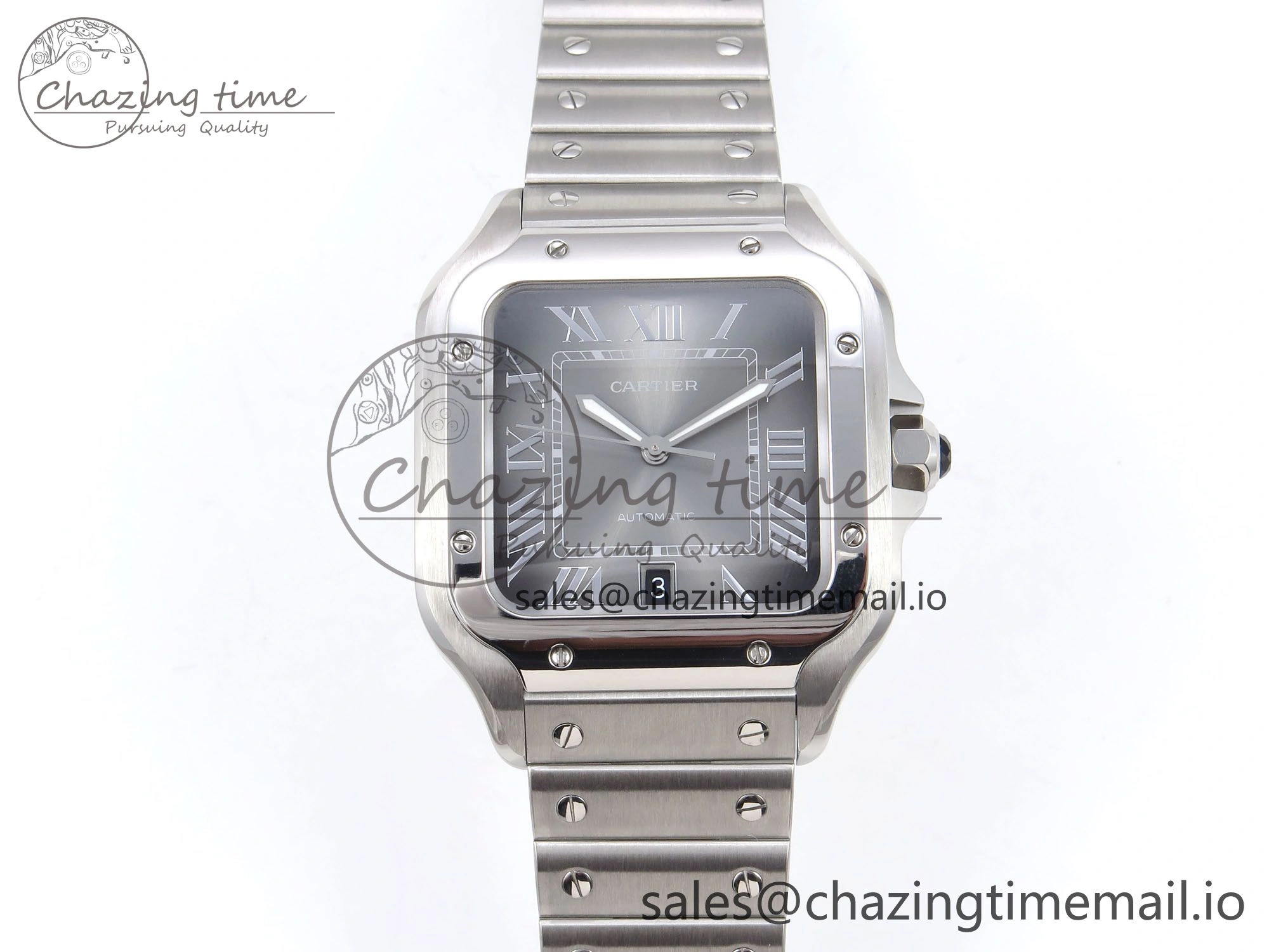 Santos de Cartier 40mm SS AF 1:1 Best Edition Gray Dial on SS SmartLinks Bracelet MIYOTA 9015