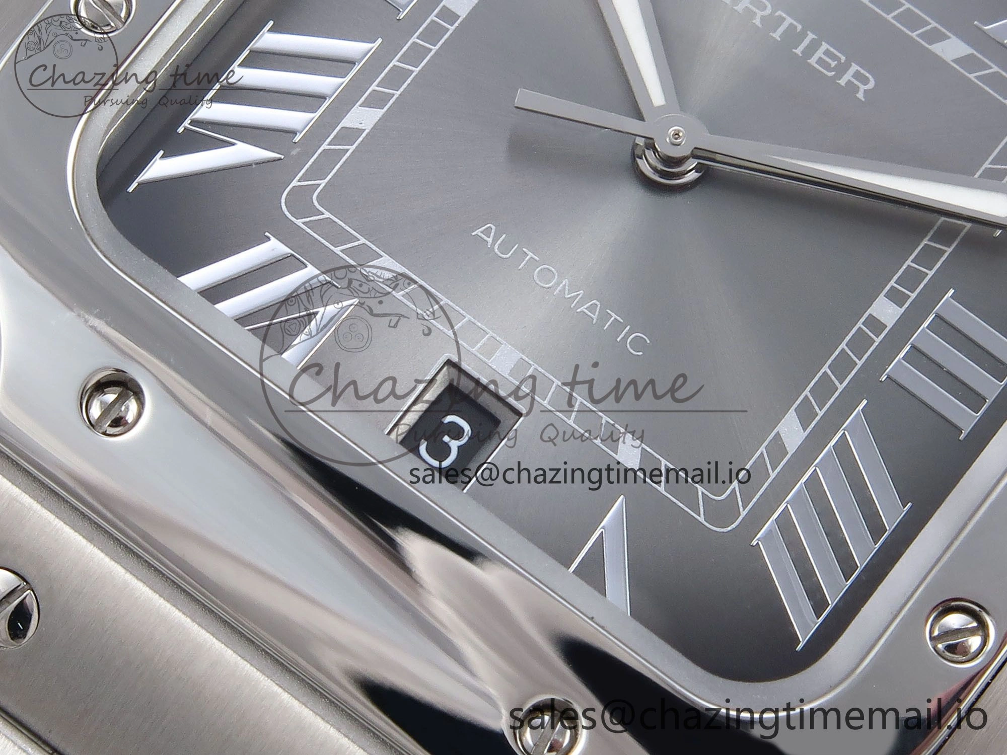 Santos de Cartier 40mm SS AF 1:1 Best Edition Gray Dial on SS SmartLinks Bracelet MIYOTA 9015