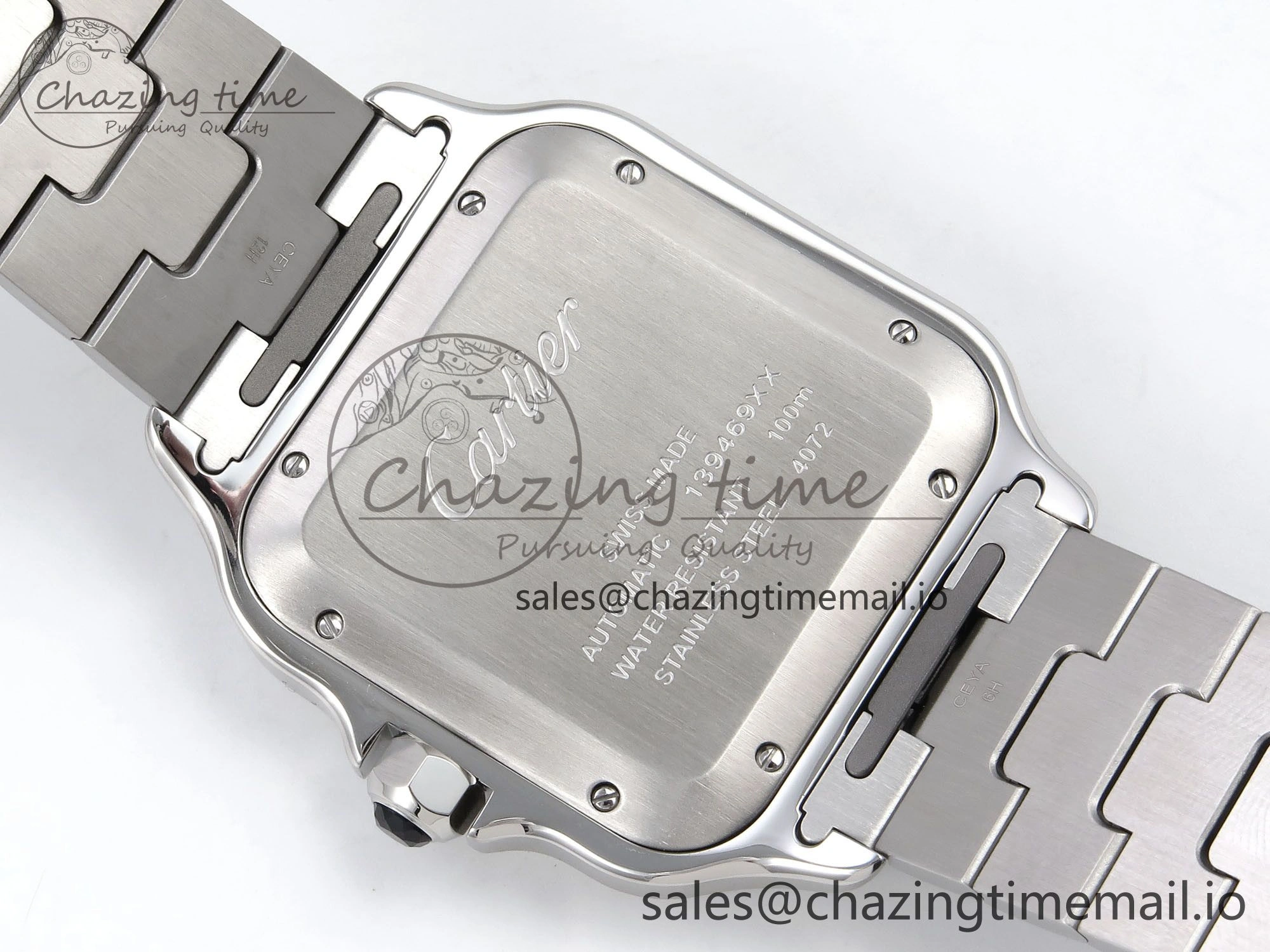 Santos de Cartier 40mm SS AF 1:1 Best Edition Gray Dial on SS SmartLinks Bracelet MIYOTA 9015