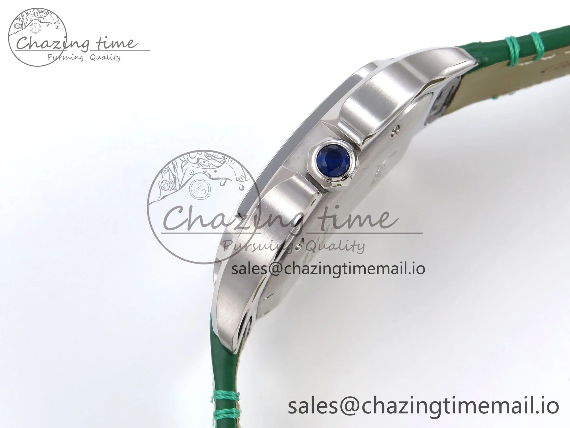 Santos de Cartier 40mm SS AF 1:1 Best Edition Green Dial on Green Leather Strap MIYOTA 9015