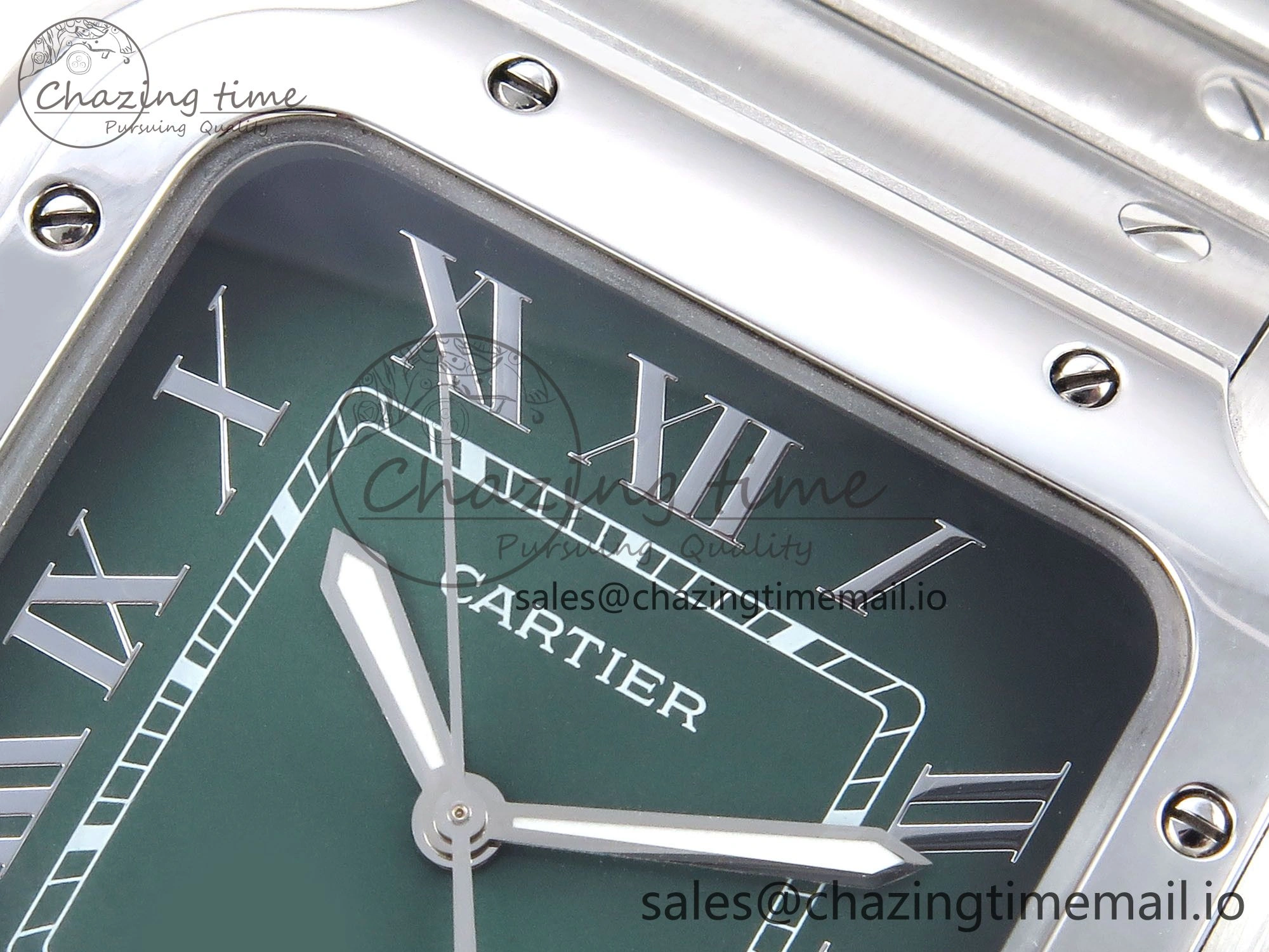 Santos de Cartier 40mm SS AF 1:1 Best Edition Green Dial on SS SmartLinks Bracelet MIYOTA 9015