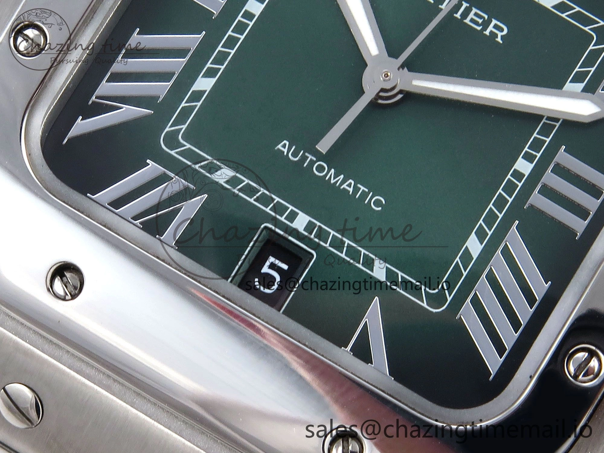 Santos de Cartier 40mm SS AF 1:1 Best Edition Green Dial on SS SmartLinks Bracelet MIYOTA 9015