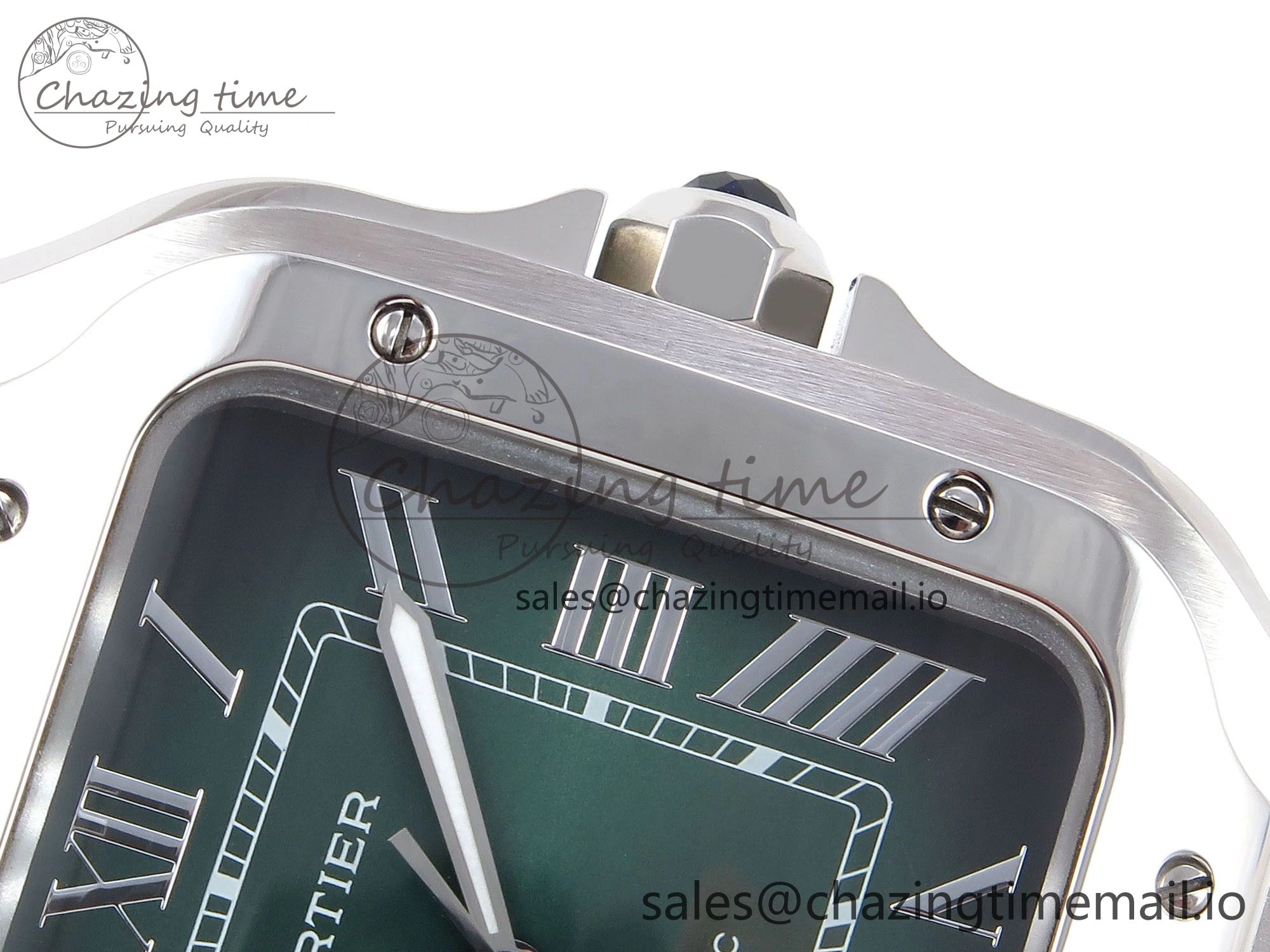 Santos de Cartier 40mm SS AF 1:1 Best Edition Green Dial on SS SmartLinks Bracelet MIYOTA 9015