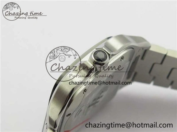 Santos de Cartier 40mm SS DLC V6F 1:1 Best Edition Black Dial on SS SmartLinks Bracelet MIYOTA 9015 (Free Leather Strap)