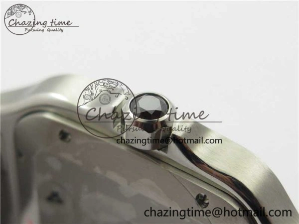 Santos de Cartier 40mm SS DLC V6F 1:1 Best Edition Black Dial on SS SmartLinks Bracelet MIYOTA 9015 (Free Leather Strap)