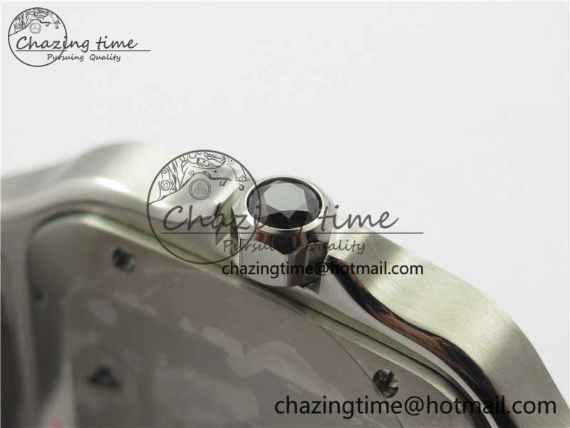 Santos de Cartier 40mm SS DLC V6F 1:1 Best Edition Black Dial on SS SmartLinks Bracelet MIYOTA 9015 (Free Leather Strap)