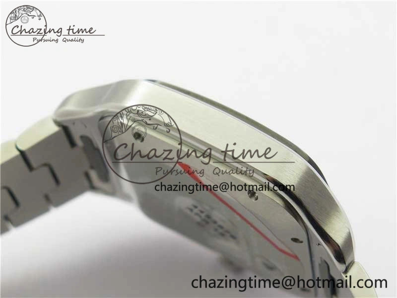 Santos de Cartier 40mm SS DLC V6F 1:1 Best Edition Black Dial on SS SmartLinks Bracelet MIYOTA 9015 (Free Leather Strap)