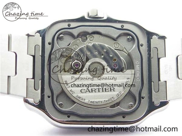 Santos de Cartier 40mm SS DLC V6F 1:1 Best Edition Black Dial on SS SmartLinks Bracelet MIYOTA 9015 (Free Leather Strap)
