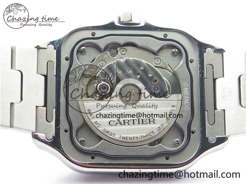 Santos de Cartier 40mm SS DLC V6F 1:1 Best Edition Black Dial on SS SmartLinks Bracelet MIYOTA 9015 (Free Leather Strap)