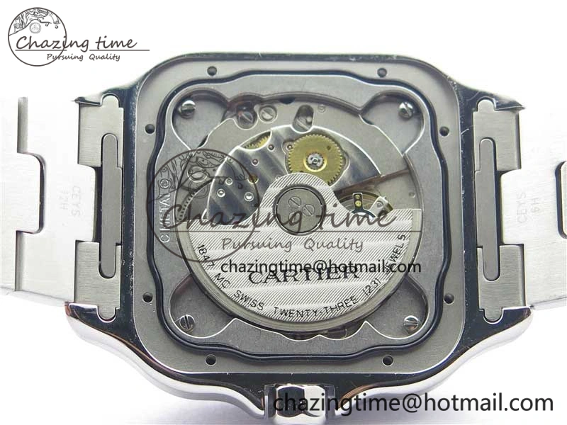 Santos de Cartier 40mm SS DLC V6F 1:1 Best Edition Black Dial on SS SmartLinks Bracelet MIYOTA 9015 (Free Leather Strap)
